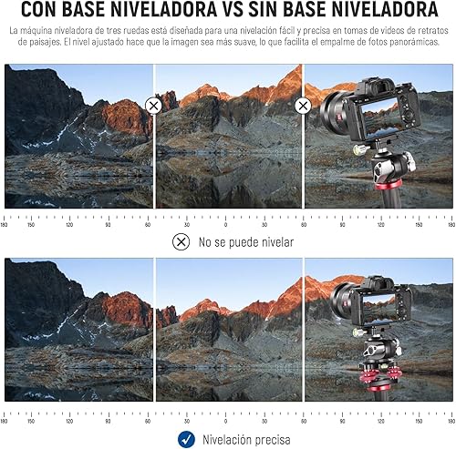 Miniatura 3 de NEEWER Nivelador de cámara con base de nivelación de cabeza de trípode, aleación de aluminio de grado aeronáutico de 3 ejes, rosca de 3/8 pulgadas