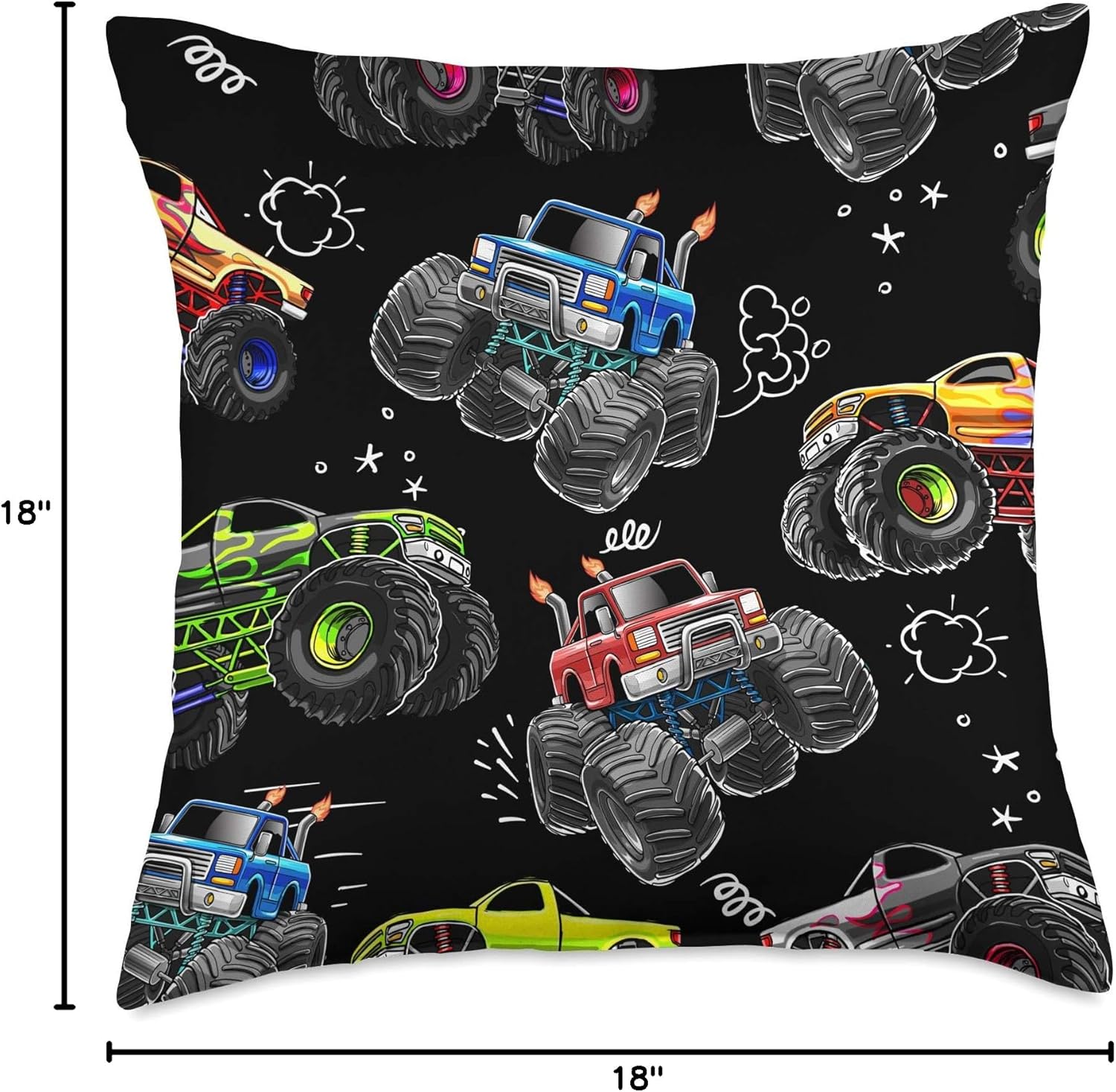 Awesome Monster Truck Room Decor for Boys Monster Truck Gift Throw Pillow