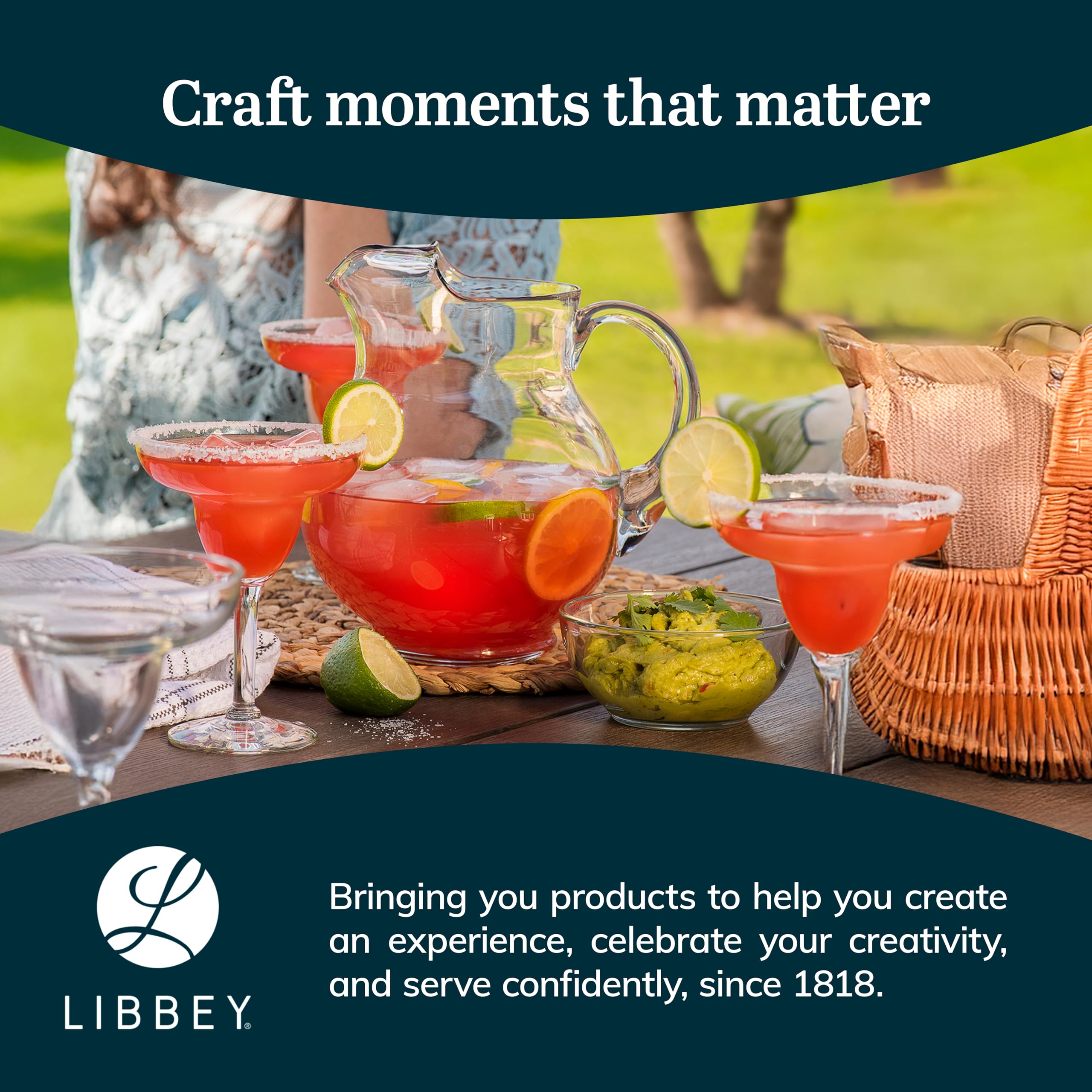 Libbey Acapulco - Set di 4 bicchieri in vetro, Vetro, Set di brocche da 2 pezzi., 89.5 oz
