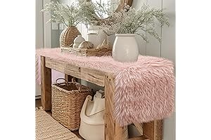 yuboo Blush Pink Table Runner Fur, Fluffy Dresser Runner for Bedroom