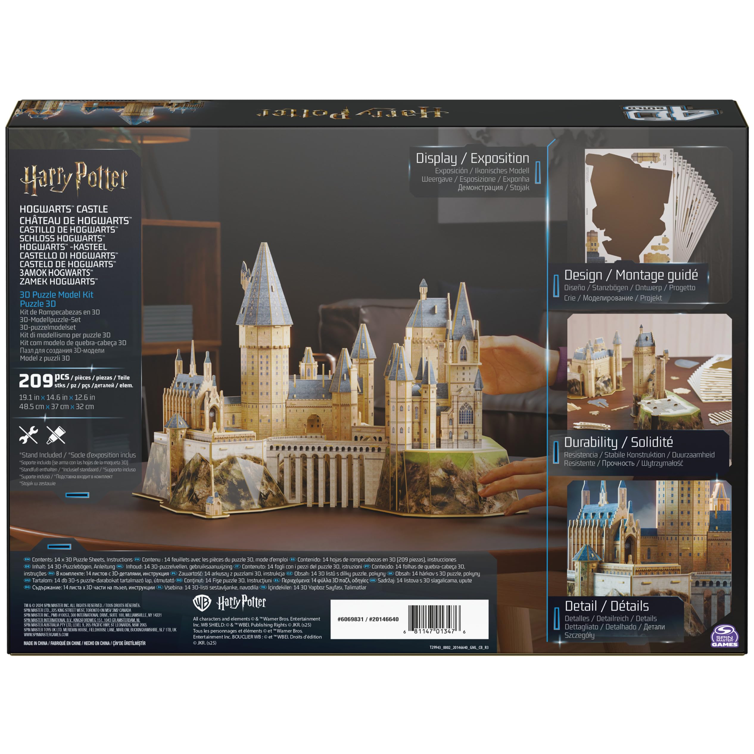 Build 4D - Harry Potter, Hogwart Castle, puzzle 3D z magicznego zamka Harry'ego Pottera, z wysokiej jakości kartonu, 209 części, dla fanów udanej serii od 12 lat