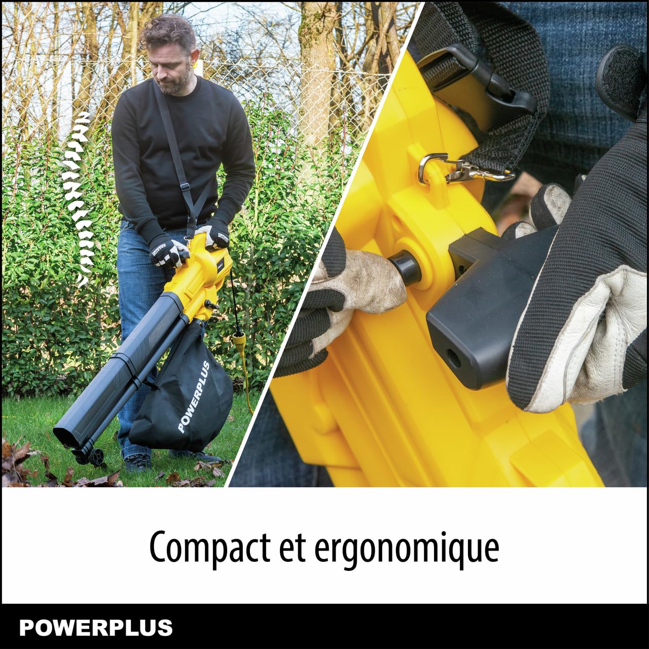 Powerplus Soffiatore elettrico POWEG4030-3300 W soffiatore di foglie elettrico, velocità massima dell'aria 250 km/h, attrezzi da giardino