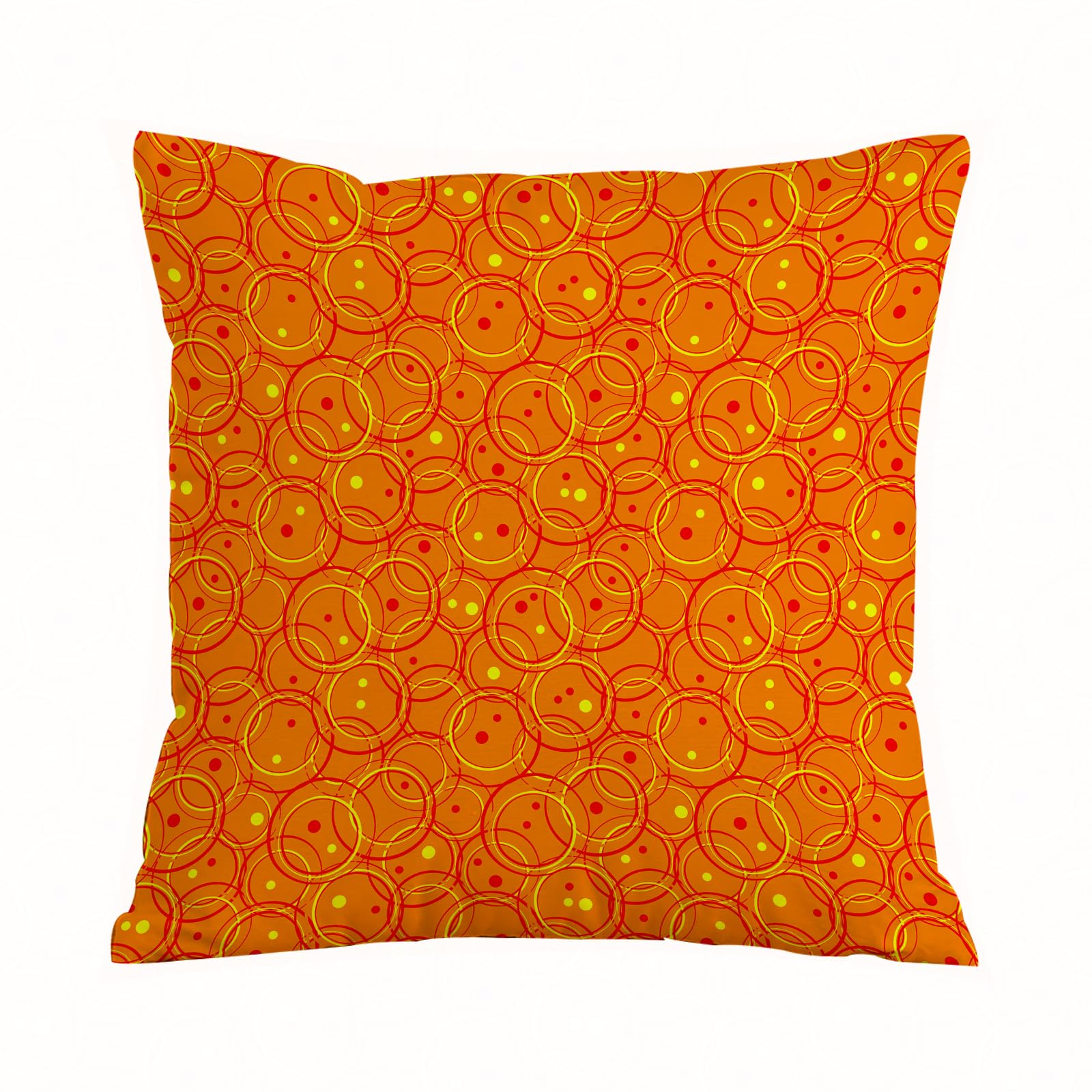 ERRTU Throw Pillow Case Pillowcase Square Printed Cushion Cover for Living Room Sofa Couch Bed Car,Burnt Orange,Circle Patterns in Fashion Trend Colors on Retro Dotted Background Decorative,16x16 in