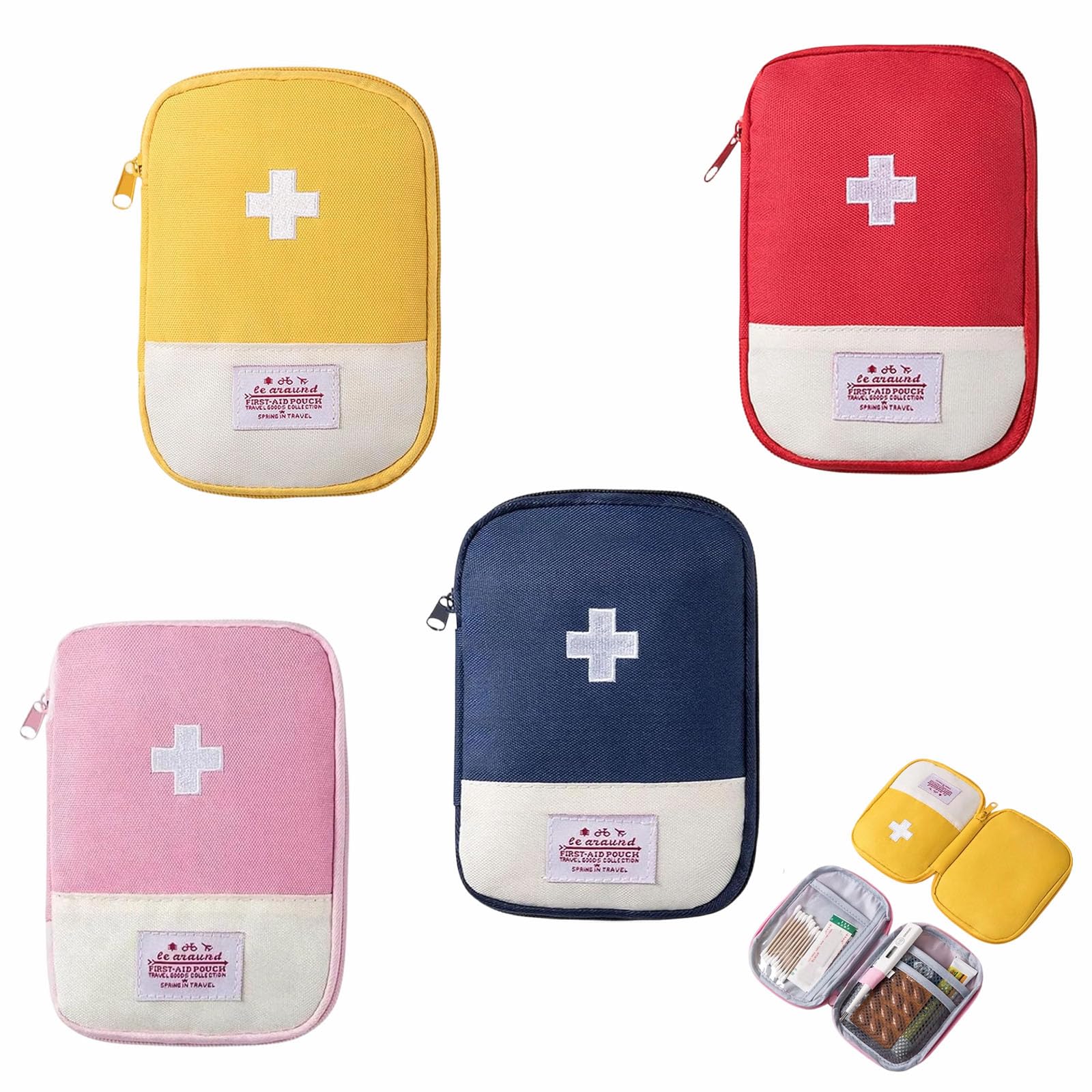 4 Piezas Botiquín de Primeros Auxilios, Mini Bolsa Médica Vacía, Botiquínes de Viaje Portátil para Situaciones de Emergencia en el Hogar, Oficina, Viajes
