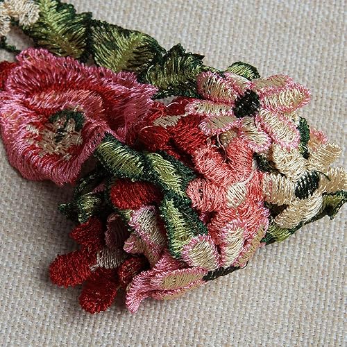 Miniatura 9 de Acxico Cinta de encaje bordada de flores de 1 yarda, apliques de costura para boda, manualidades, bricolaje