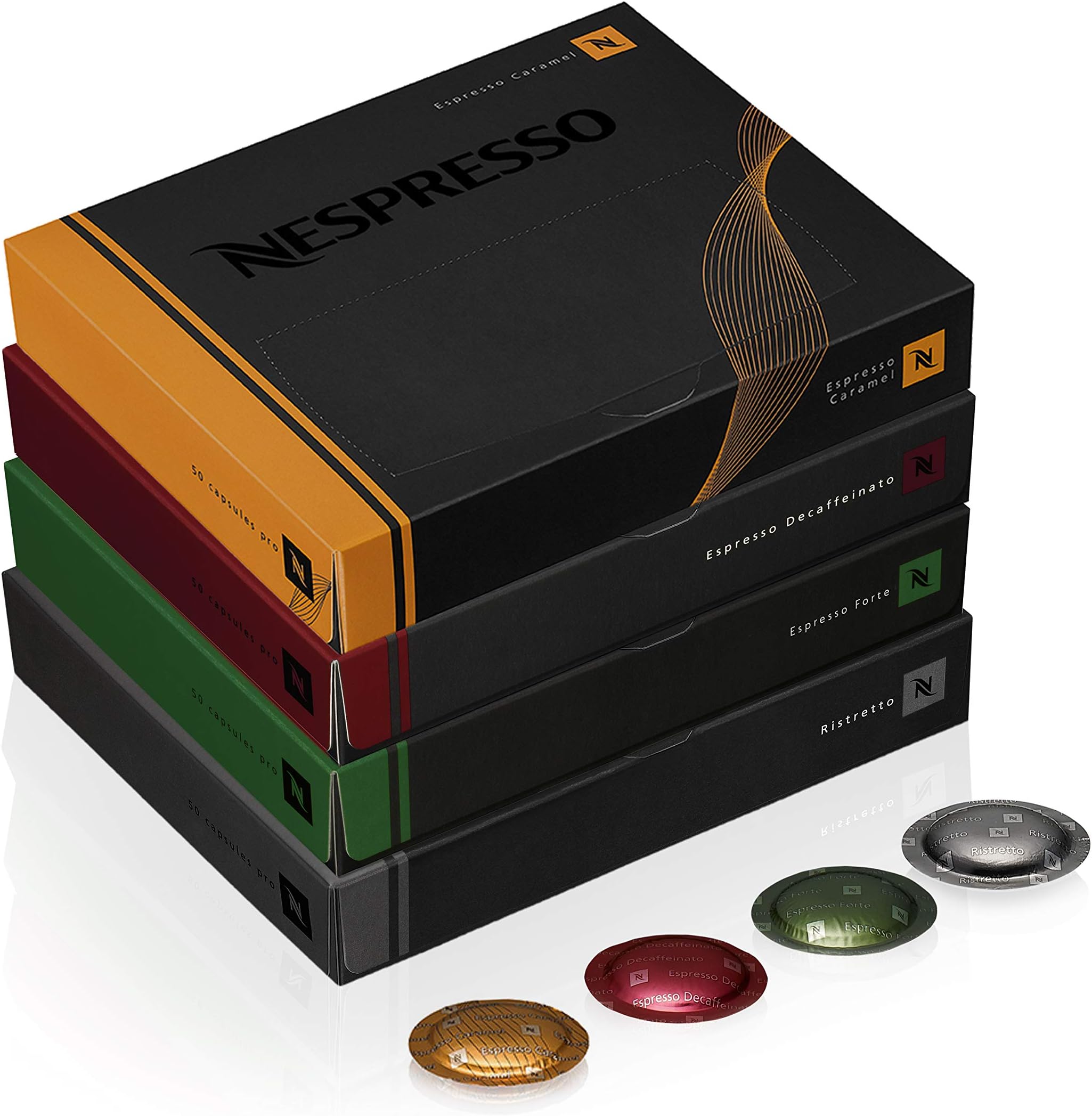 Nespresso Professional Coffee Capsules, Coffee Variety Pack, Medium & Dark Roast, 200-Count Coffee Capsules