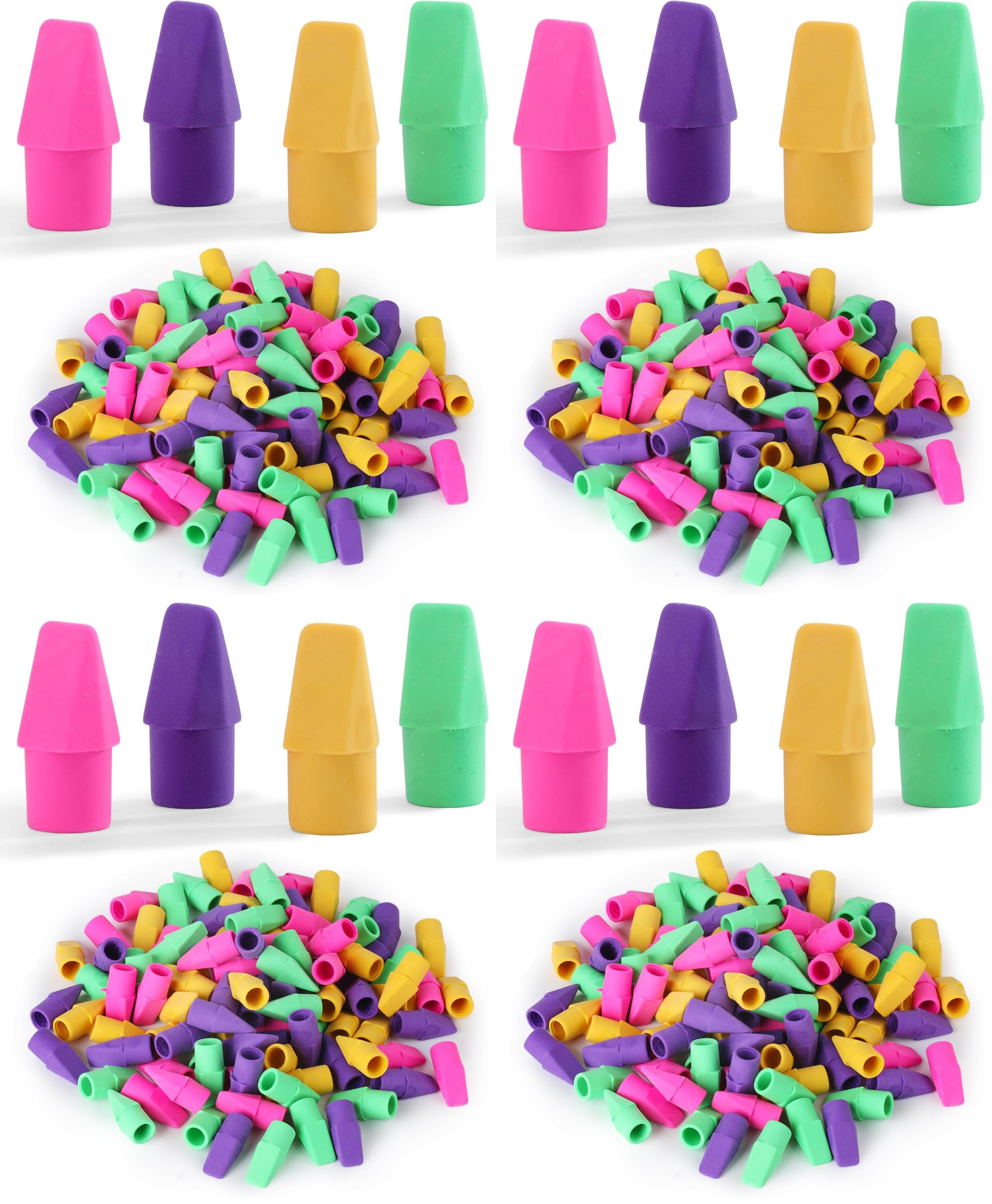 Mr. Pen- Pencil Top Erasers, 480 Pack, Latex-Free, No-Smudge | Cap Pencil Erasers for Precise Erasing, Kids, Teachers, Studying Supplies, Vibrant Colors