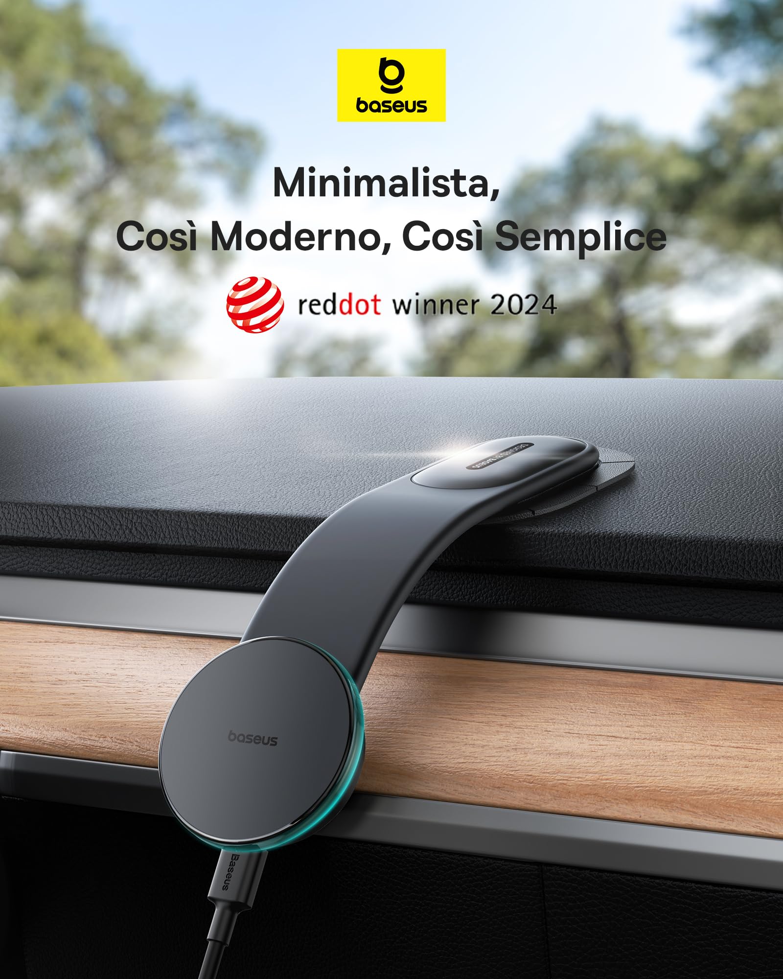 Baseus 15W C02 Pro Caricatore Wireless Auto Magsafe, Caricabatterie Wireless Magnetico, Supporto Telefono Auto Carica Rapida per iPhone 16-12 Serie