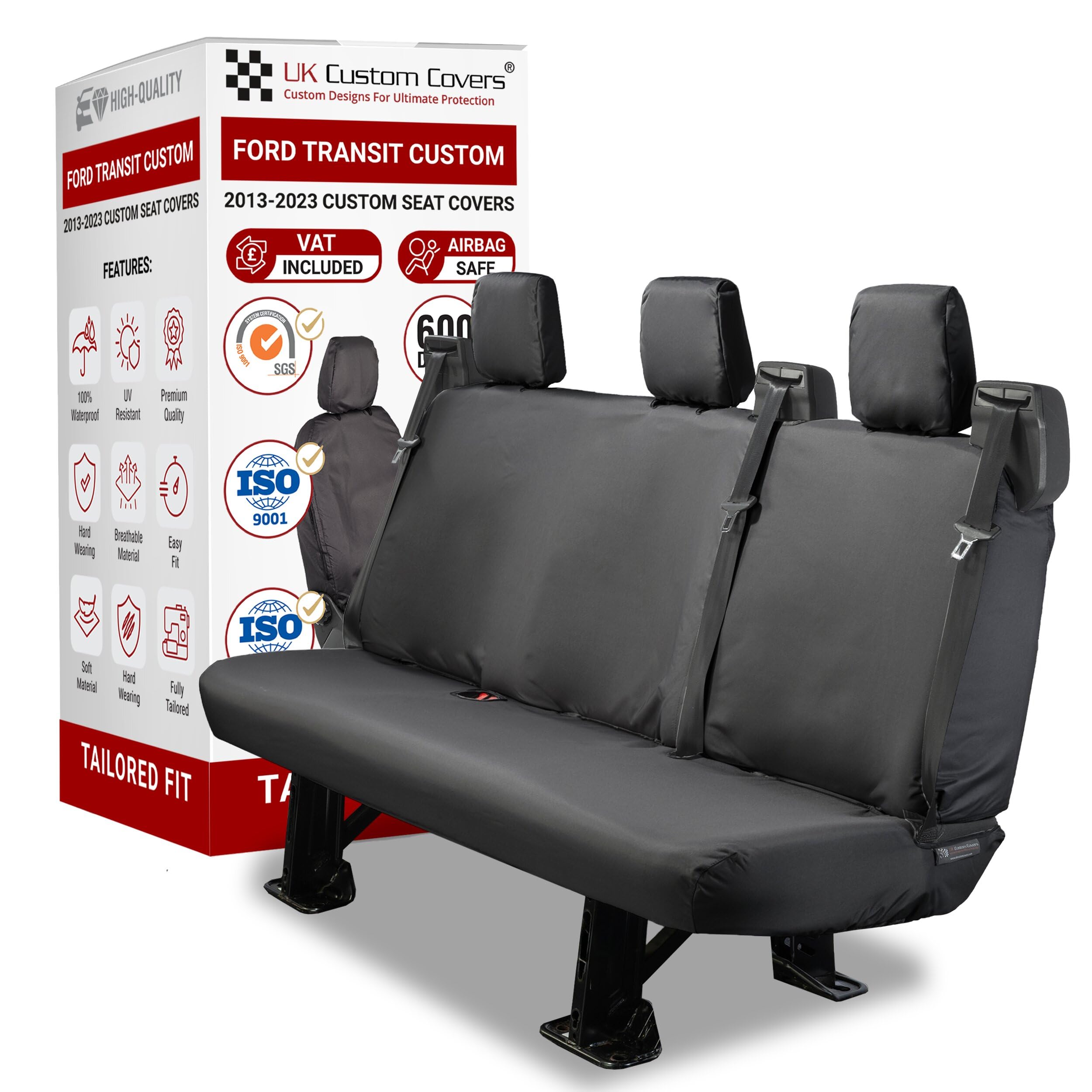 UK SC212B-SC213BAD3 - Coprisedili su misura, resistenti e impermeabili, colore: Nero