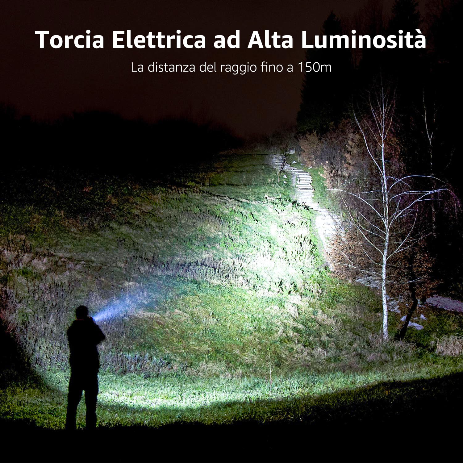 LE Torcia LED Potente Professionale, Piccola Torce LED a Pile LE1000 IPX4 Impermeabile, Zoomabile Torcia Elettrica per Campeggio Emergenza Bambini, AAA Batterie Incluse