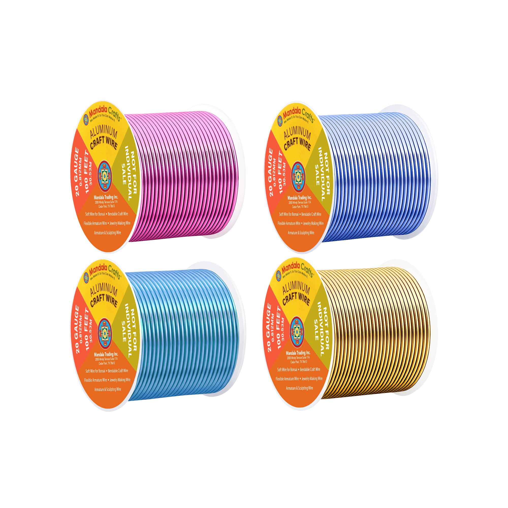 Mandala Crafts 20 Gauge Pastel Anodized Aluminum Craft Wire, 400 FT