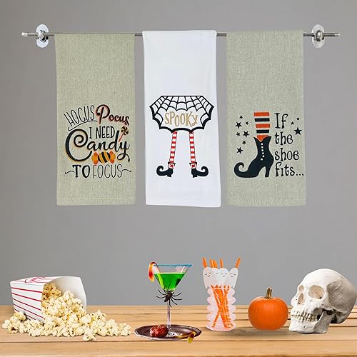 Miniatura 6 de Juegos de toallas de cocina de Halloween el paquete variado incluye 6 piezas espeluznantes divertidos y lindos refranes