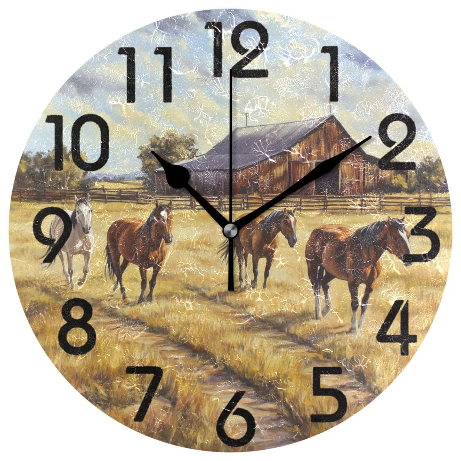 Grande horloge murale de 25,4 cm style peinture occidentale pour salon élégant