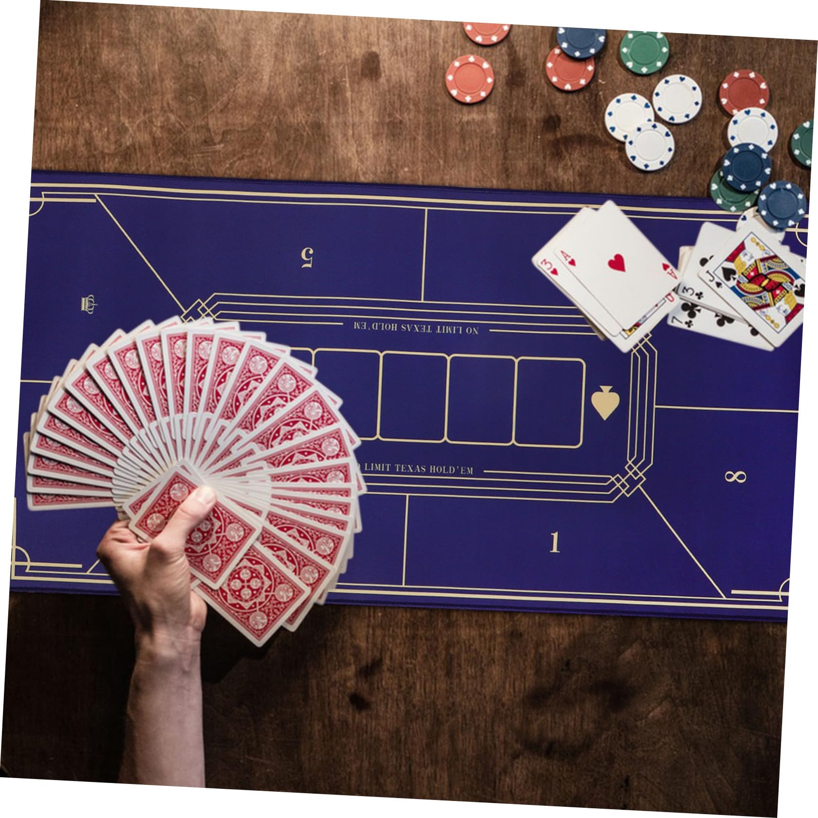 BESPORTBLE Tapete para Mesa de Póquer Azul de Resina y Goma Antideslizante, Fácil de Limpiar, Multipropósito para Entretenimiento en Casa y Fiestas Nocturnas
