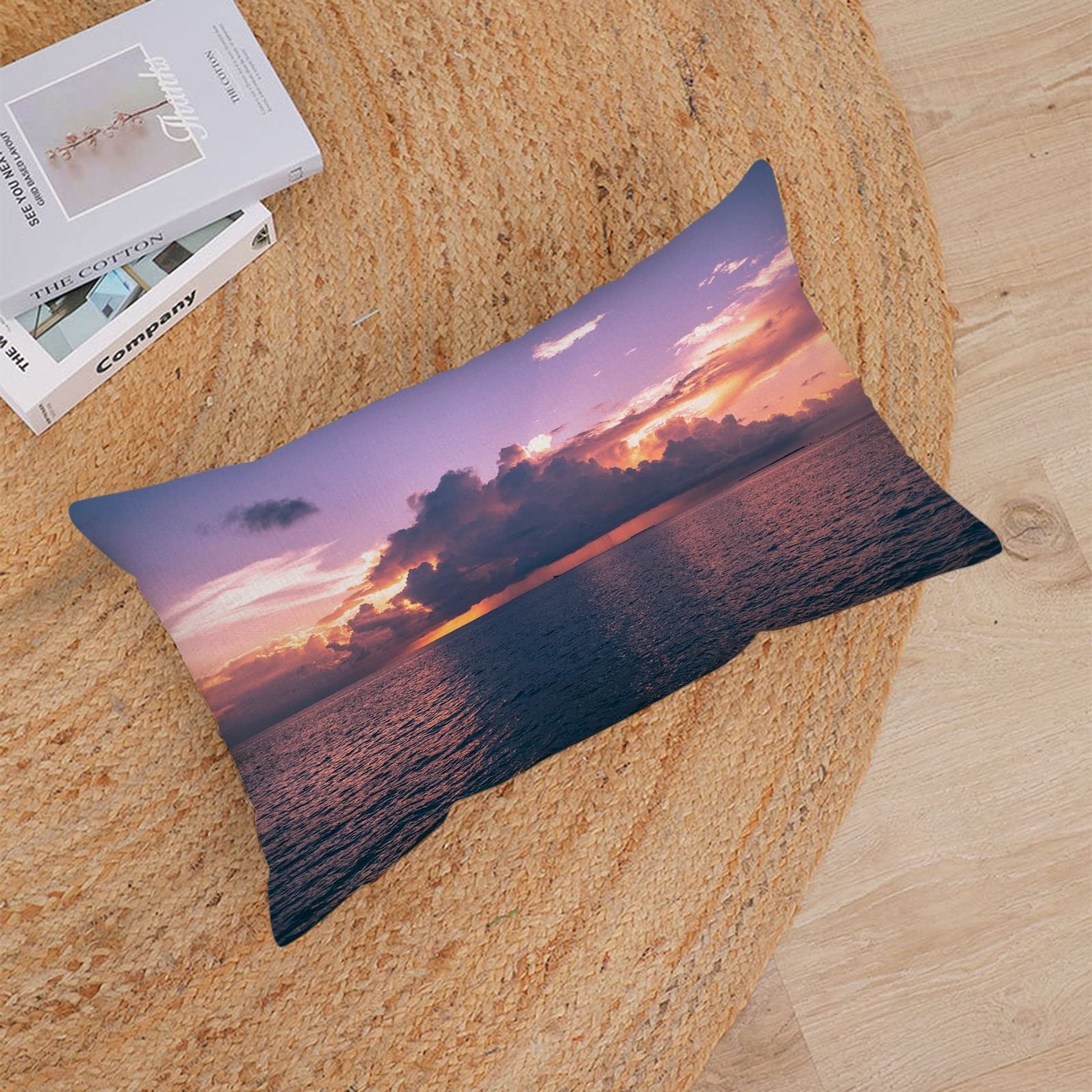 Weiniya Federa Per Cuscino Decorativa 30x40 Cm - Motivo Mare Oceano Floreale Verde Menta E Turchese