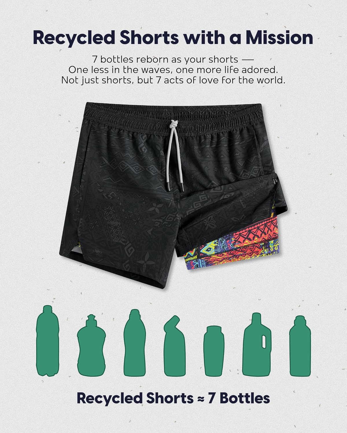 maamgic Men's 5'' Athletic Shorts 2 in 1 Running Shorts Recycled Polyester Workout Shorts - Image 8