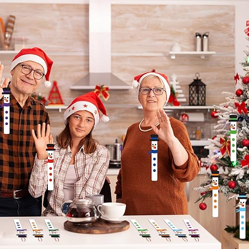 Miniatura 7 de Juego de 16 juegos de adornos de muñeco de nieve de Navidad, kit de manualidades para colgar de bricolaje de invierno para 2-8 niños pequeños