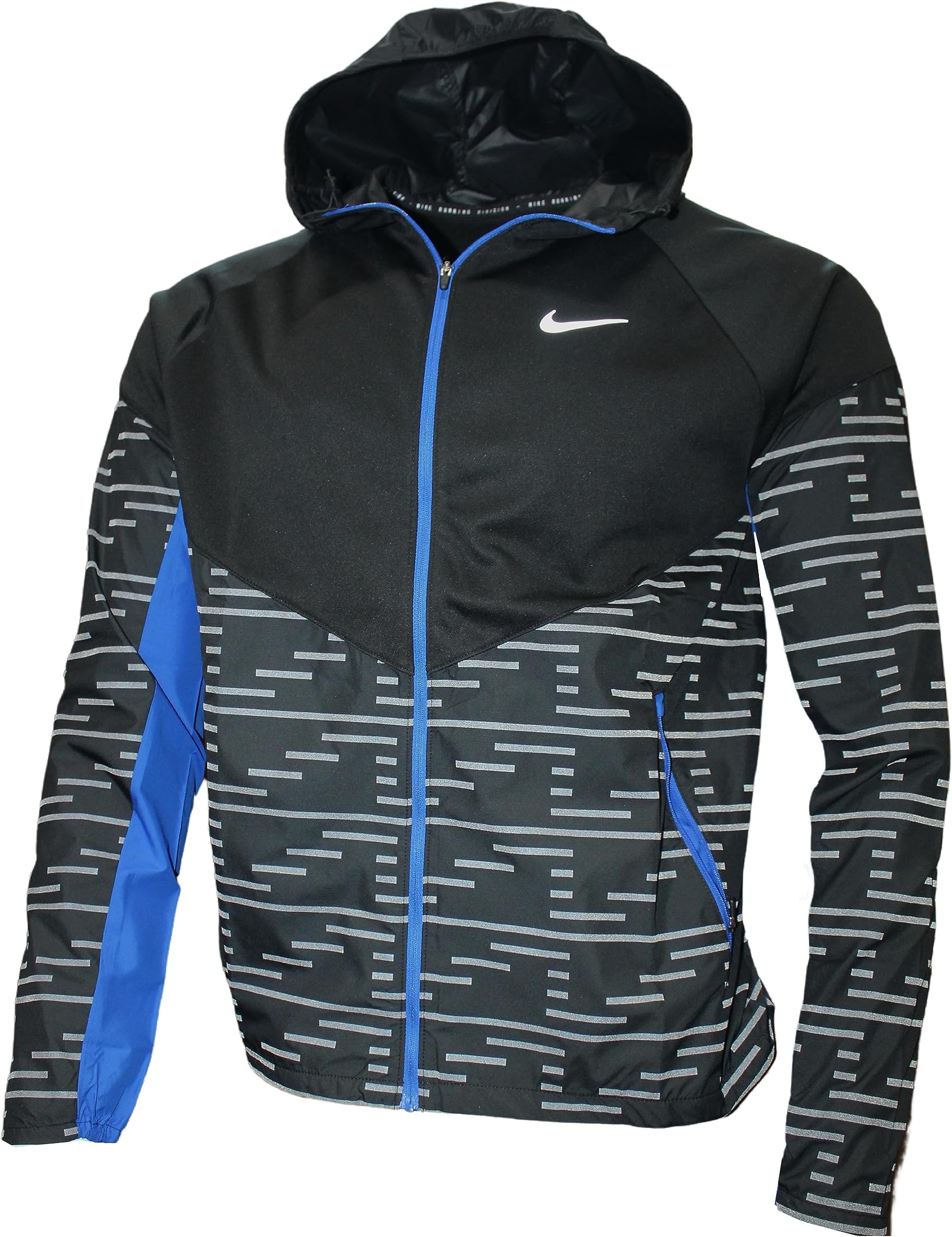 Men's Therma-FIT Repel Run Division Miler Running Jacket (as1, alpha, l, regular, regular, Black/Hyper Royal/Silver)