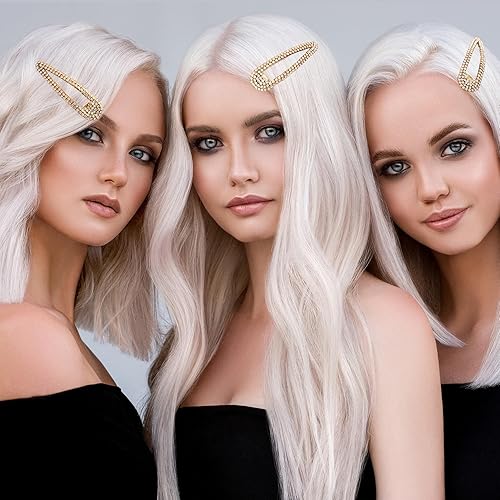 Miniatura 2 de 4 pinzas para el cabello con diamantes de imitación de 3 pulgadas, con cristales brillantes, antideslizantes, accesorios para cabello grueso y fino