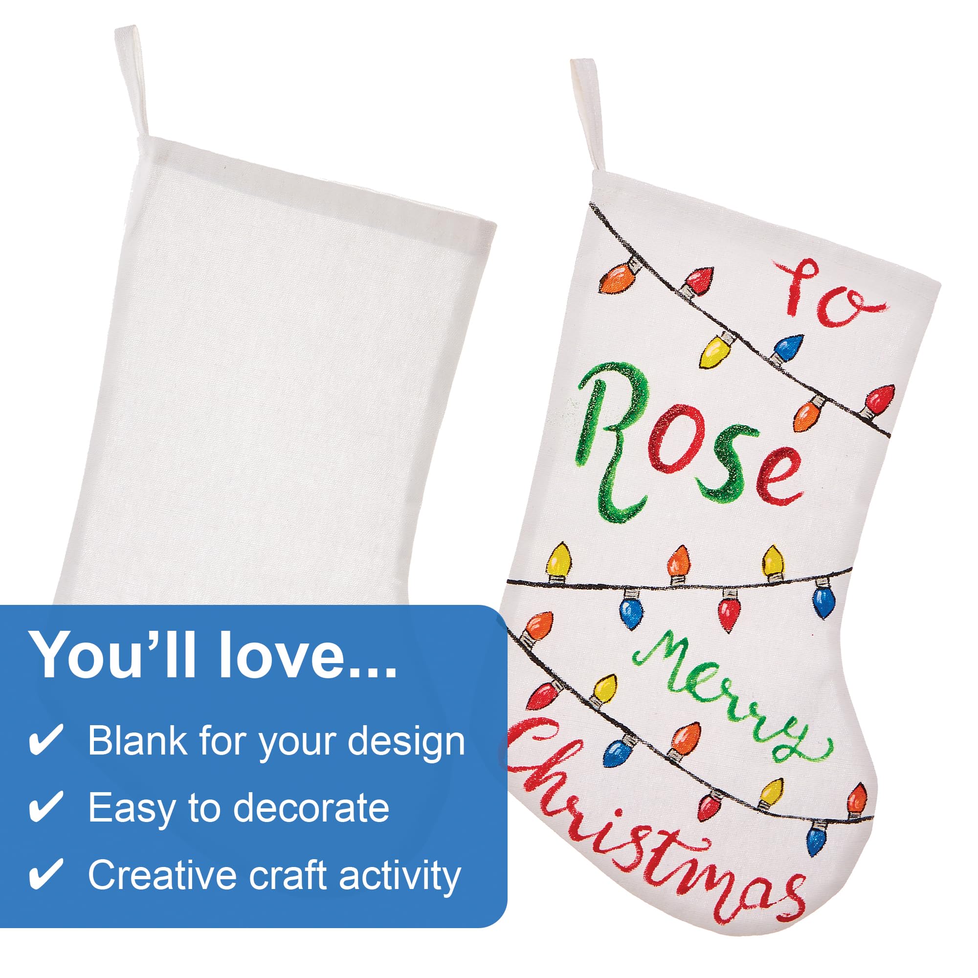 Baker Ross FX787 Large Fabric Stockings - Pack of 3, Blank Christmas Stocking for Kids to Decorate and Personalise - Image 3