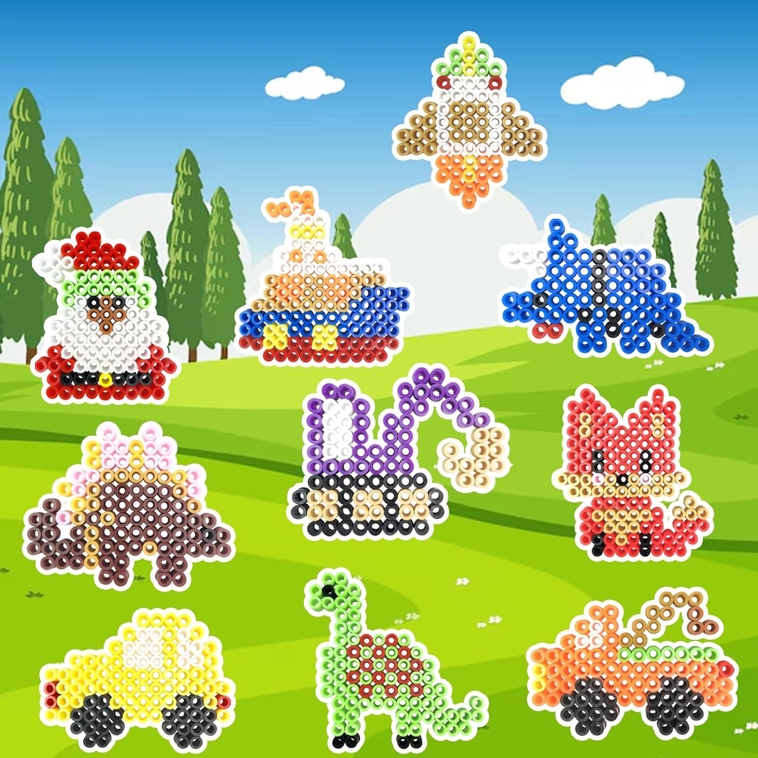 Fuse Beads Kit for Kids-12 Colors 10mm Bead Craft Set with Storage Box, Pegboard, Ironing Paper and Accessories, DIY Craft Kits, Arts and Crafts Set Toys Gifts for Girls & Boys Birthday Christmas - Image 8