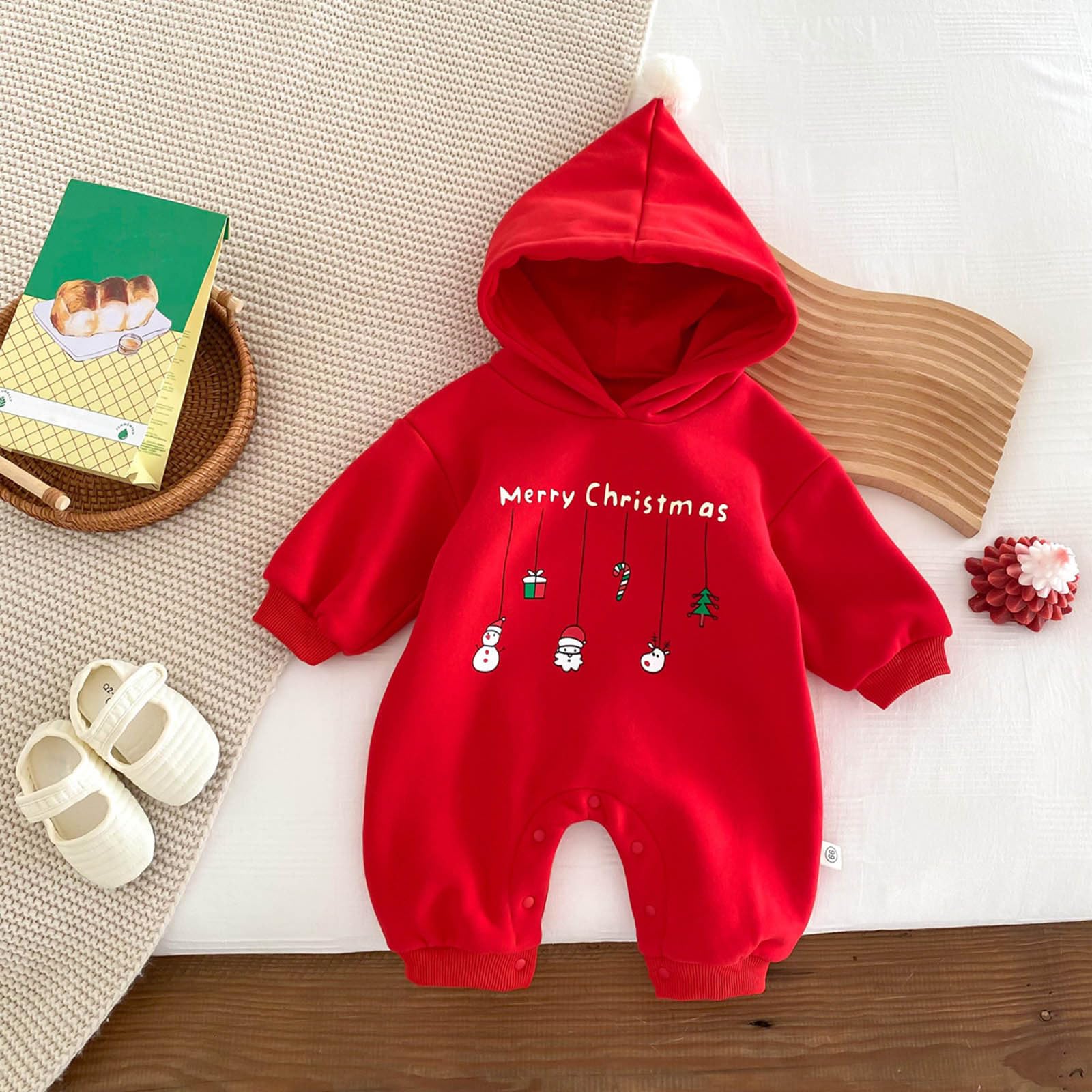 Tenue Bebe Noel Chapeau Noel Bebe 4 Pièces Chaud Tenues Deguisement Citrouille Combinaison Bebe Costume Enfant Deguisement Un Bebe pour Noel Père Noël Bonhommes de Neige