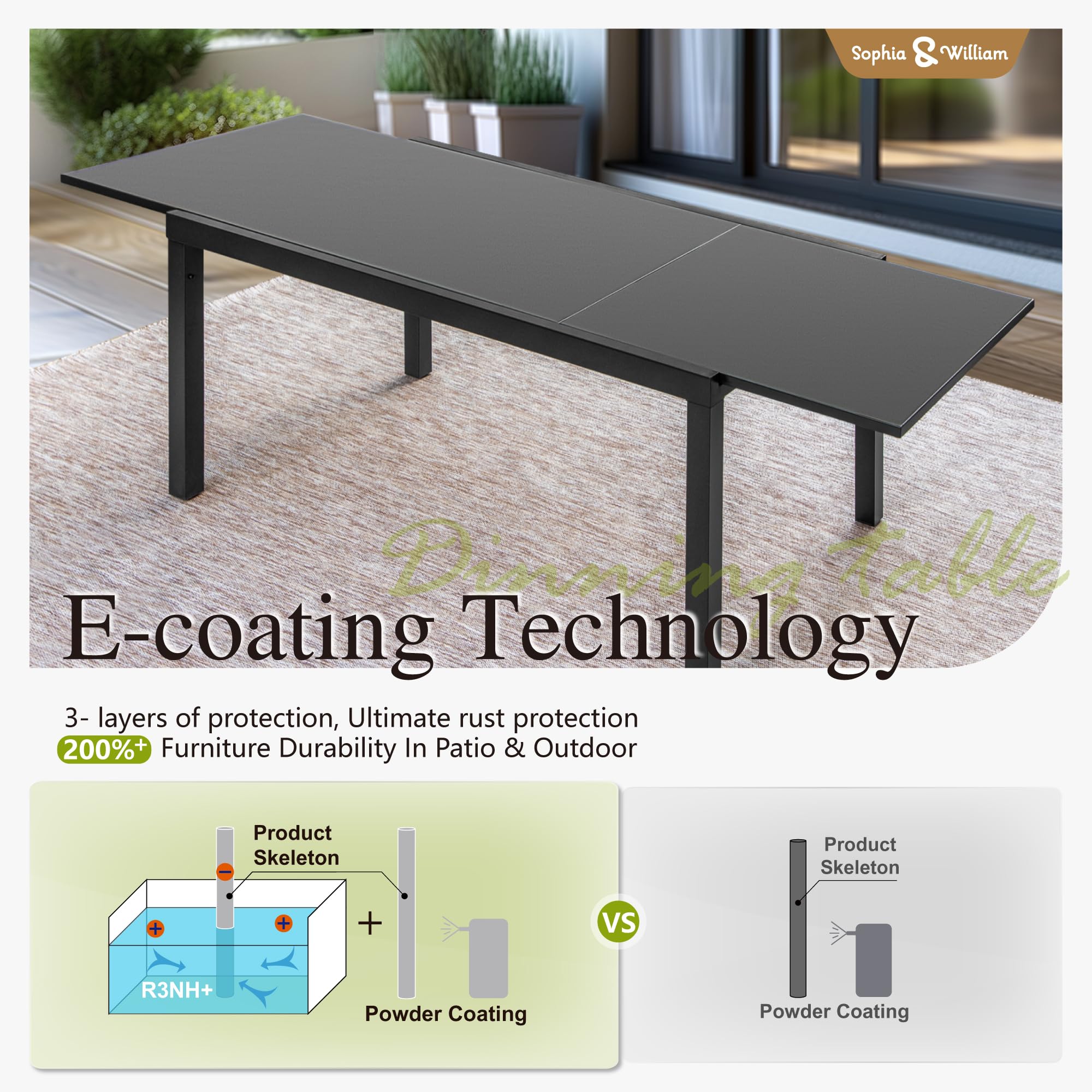 Amazon.com : Sophia & William Expandable Patio Dining Table, Extra