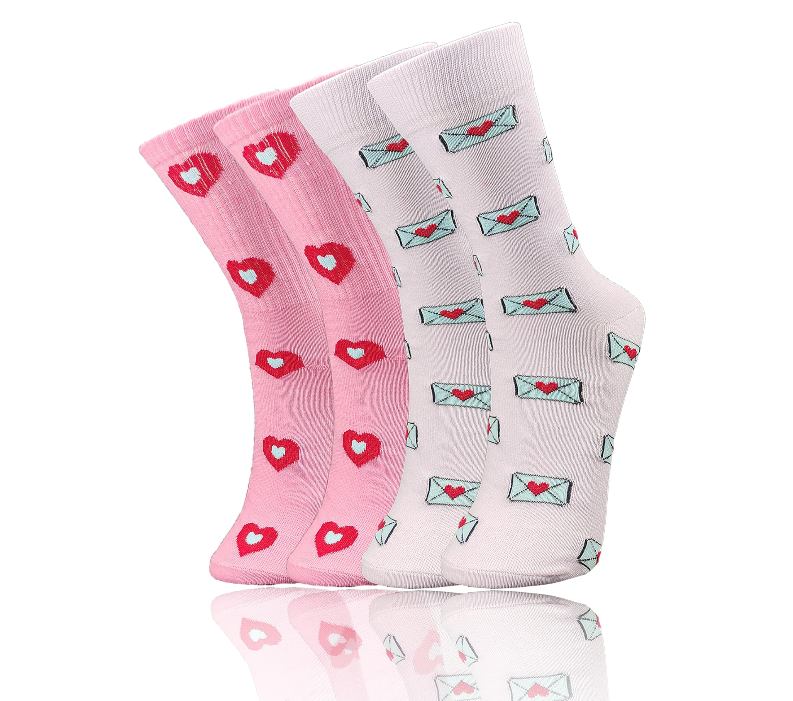 trazo Women's Calf Length Designer Knitted Multicolor, Multi-Purpose Socks | Socks for Women | Valentine Socks 2 Pairs-picture-12