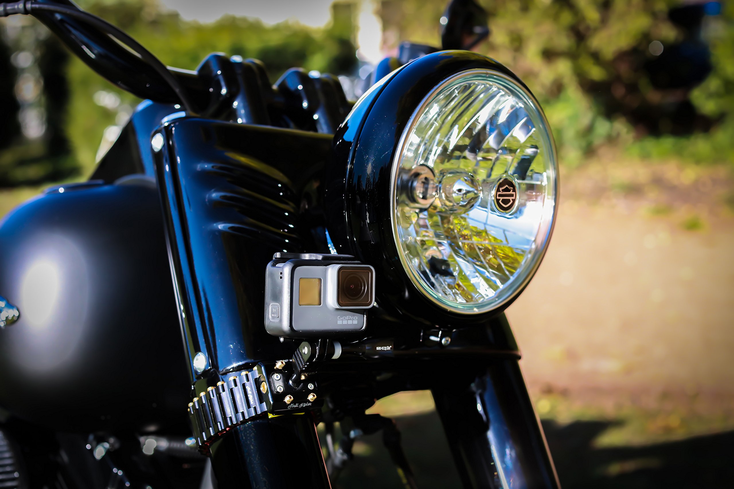 Hell Rider. Completamente in alluminio, adatto per Go-Pro. Motorbike Mount, con diametro di 15-42 mm (allungabile fino a 200 mm) per profilati circolari, ovali o quadri