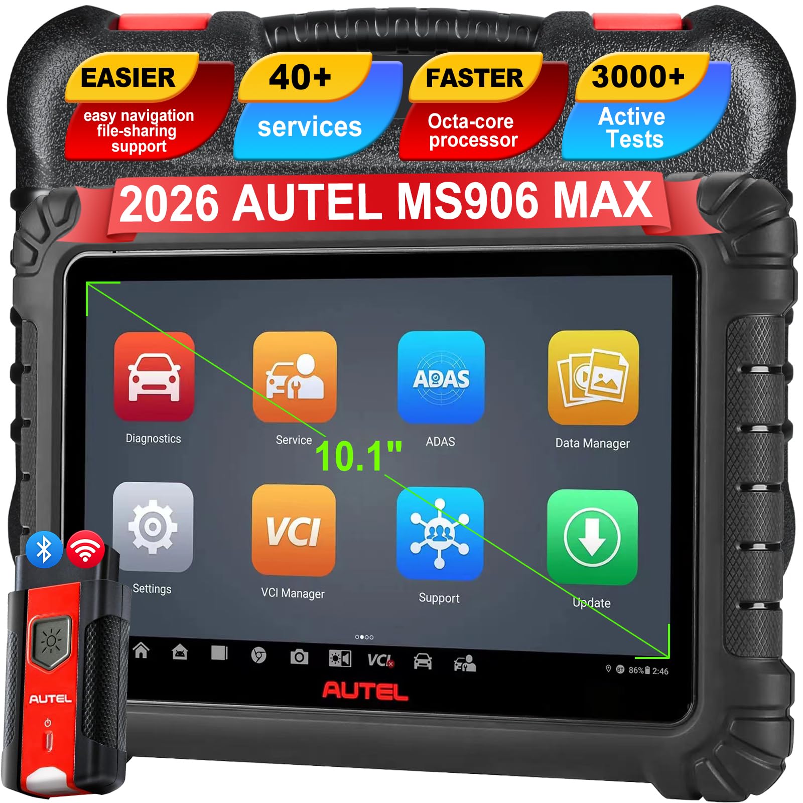 MaxiSys MS906MAX 2026 Way Better Than MS906 Pro, Autel Scanner, Top Scan Tool DoIP CANFD Diagnostic Tool, Upgrade of MK900 MP900BT MS906BT MK908 3000+Active Test All System Diagnosis