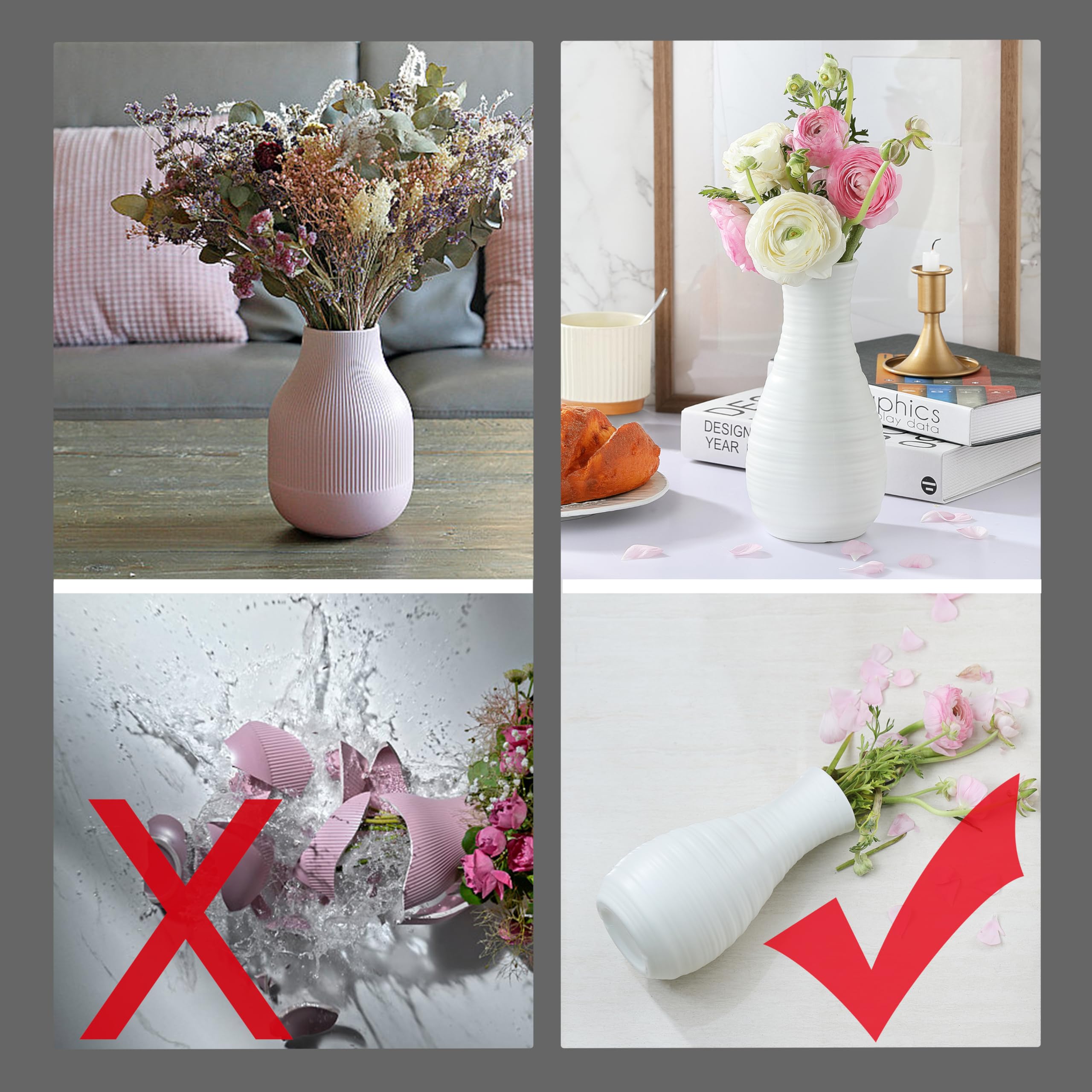The 5 Best Cheap Vases Under $50 in 2026 2 XZZWLL White Plastic Flower Vase, Ceramic-Look Decorative Vase for Flowers, Smal — product photo
