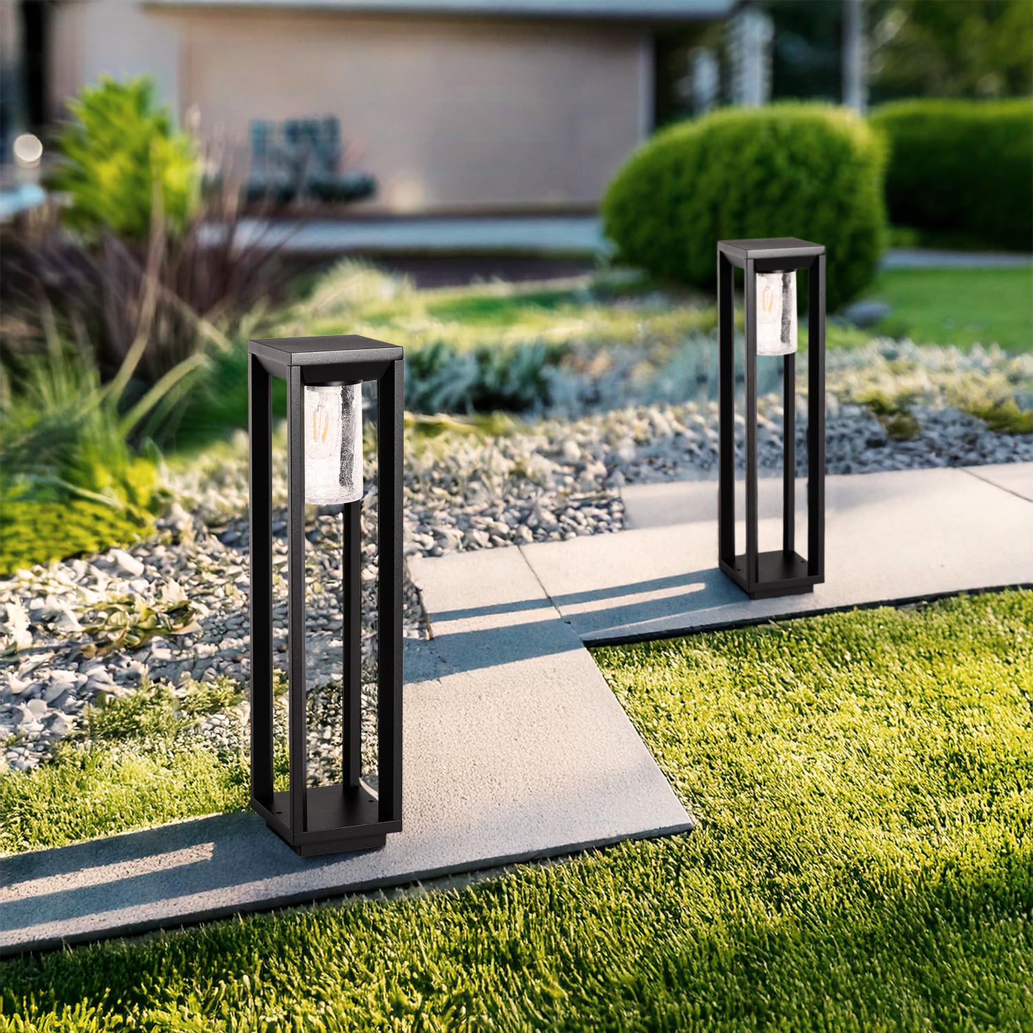 LEDKIA LIGHTING Baliza de Pie Exterior 60cm Aluminio Trenol Negro E27