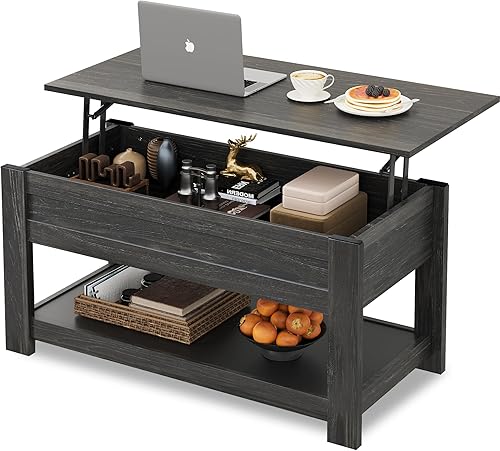 Miniatura 15 de WLIVE Mesa de Centro, Mesa de Centro de 39" con Tapa Elevable con Compartimento Oculto, Estante de Almacenamiento y Tapa Elevable para Hogar, Sala