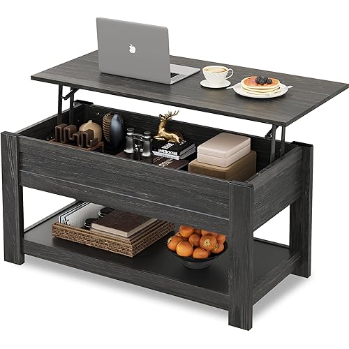 WLIVE Coffee Table, 39" Lift Top Coffee Table with Hidden Compartment and Storage Shelf for Living Room, Espresso