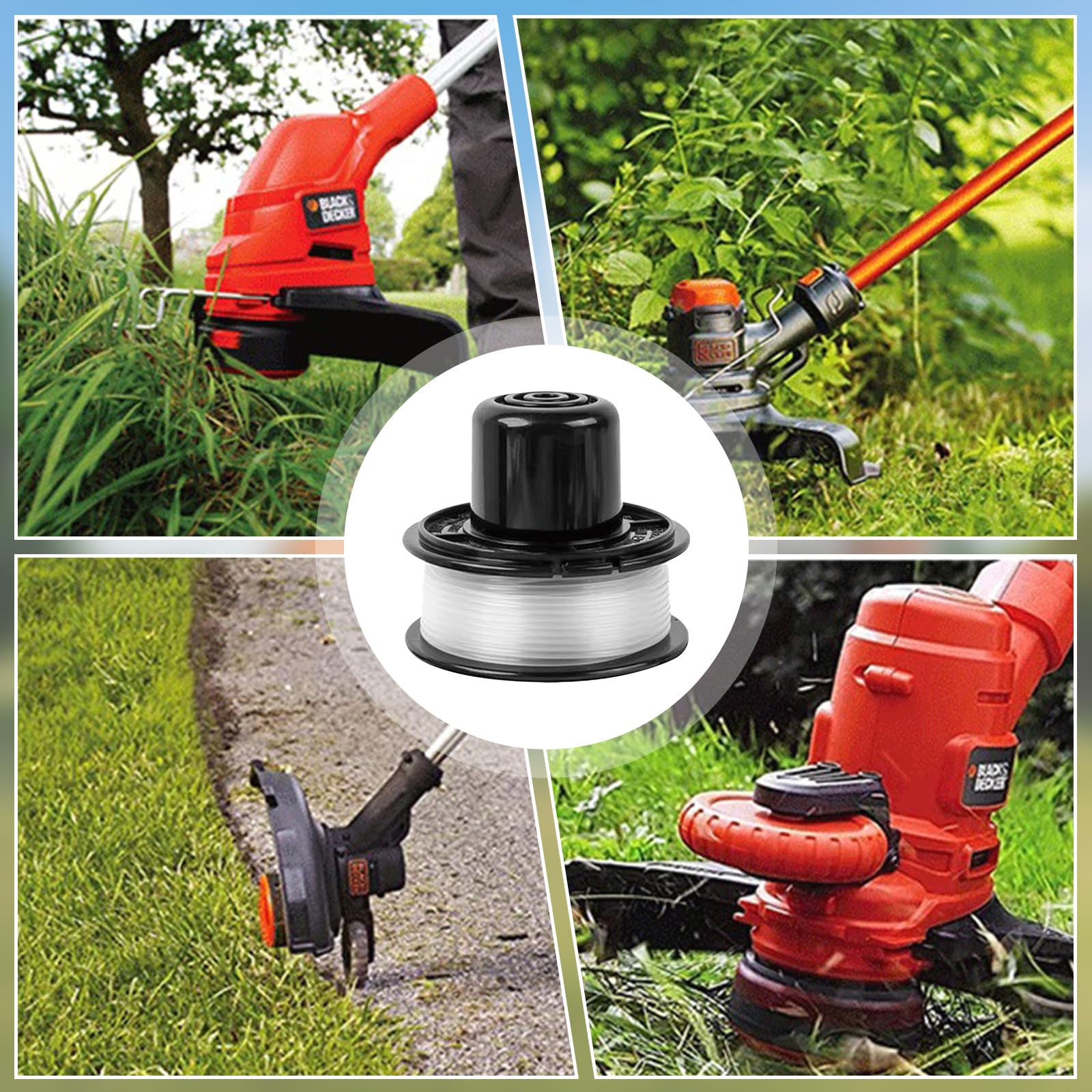 4 Bobine Di Filo Per Decespugliatore Black+Decker | Compatibili Con Modelli GL250, GL310, GL360 | Con Molla E Coperchio - Foto 6