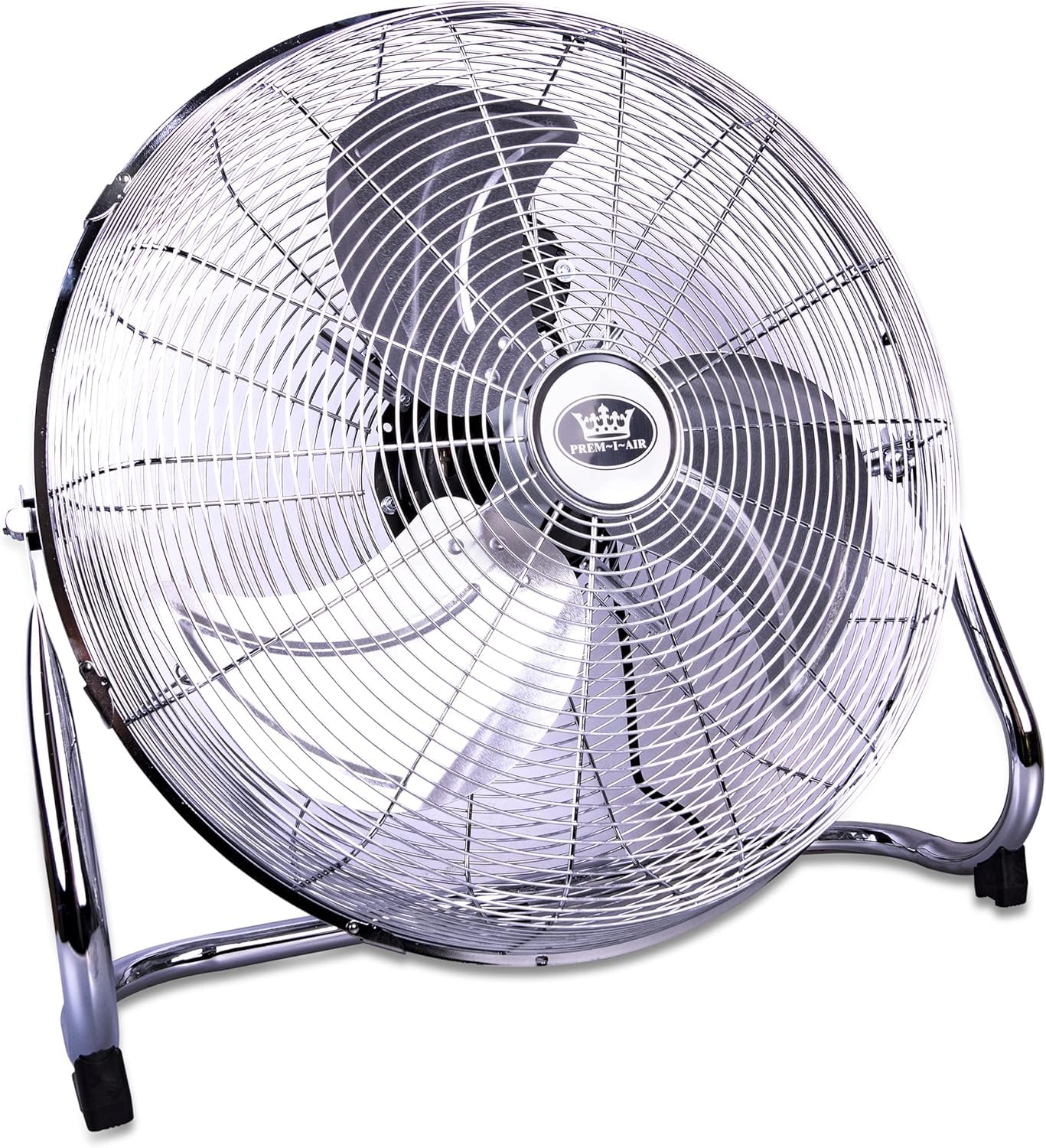 Chrome 18 Inch (46 cm) Powerful Cooling High Velocity Floor Air Circulator GYM Fan with 3 Speed Settings and Adjustable Fan Head, Quiet Operation For Use in Homes, Offices and Bedrooms.