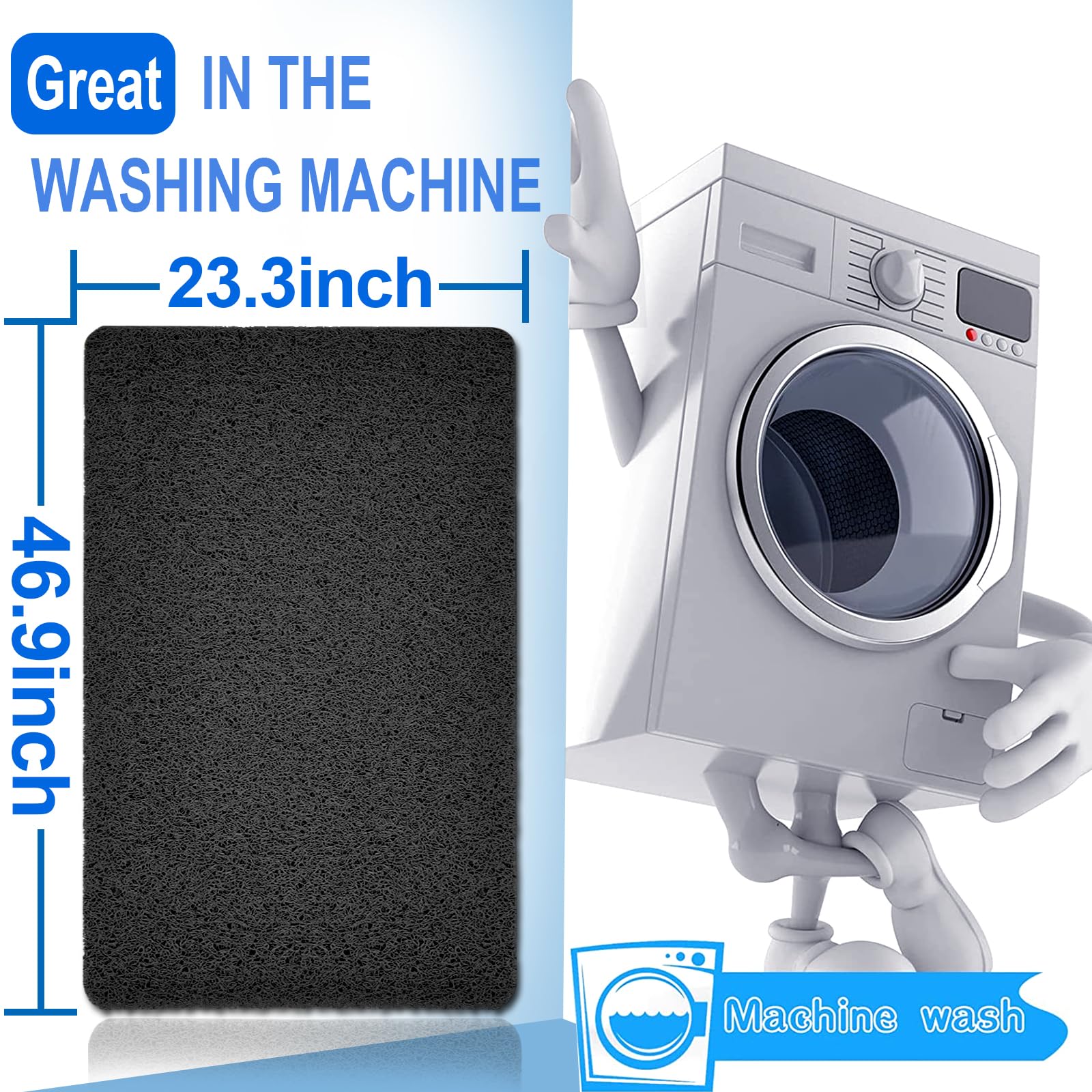 Alfombrillas de ducha antideslizantes para ancianos, 24 x 47 pulgadas, tapete de ducha antideslizante de lufa para ducha, tapete antideslizante para baño/ducha para ancianos, color negro
