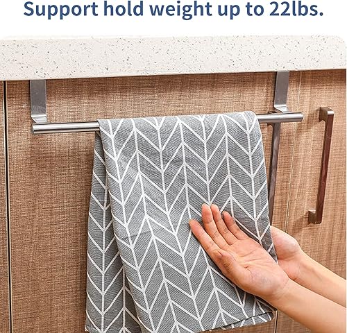 Miniatura 5 de TOPHOME Toallero de acero inoxidable para colgar sobre la puerta, 4 unidades, para colgar sobre el gabinete, con ganchos para baño y cocina (9