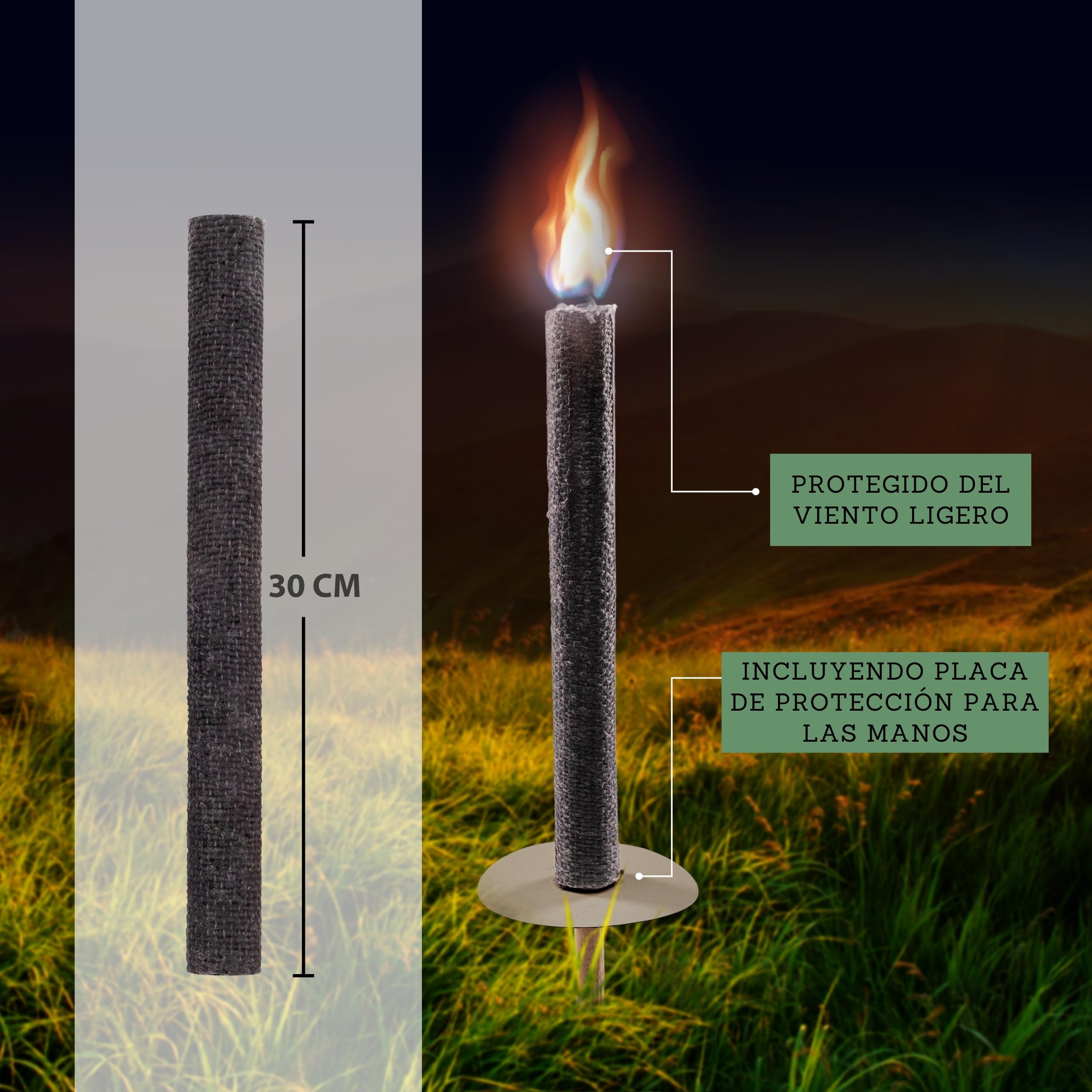 Panteer ® 10 linternas de cera natural - Para una caminata con niños o amigos - Made in Germany - Tiempo de combustión de 45 min - Con protección para las manos