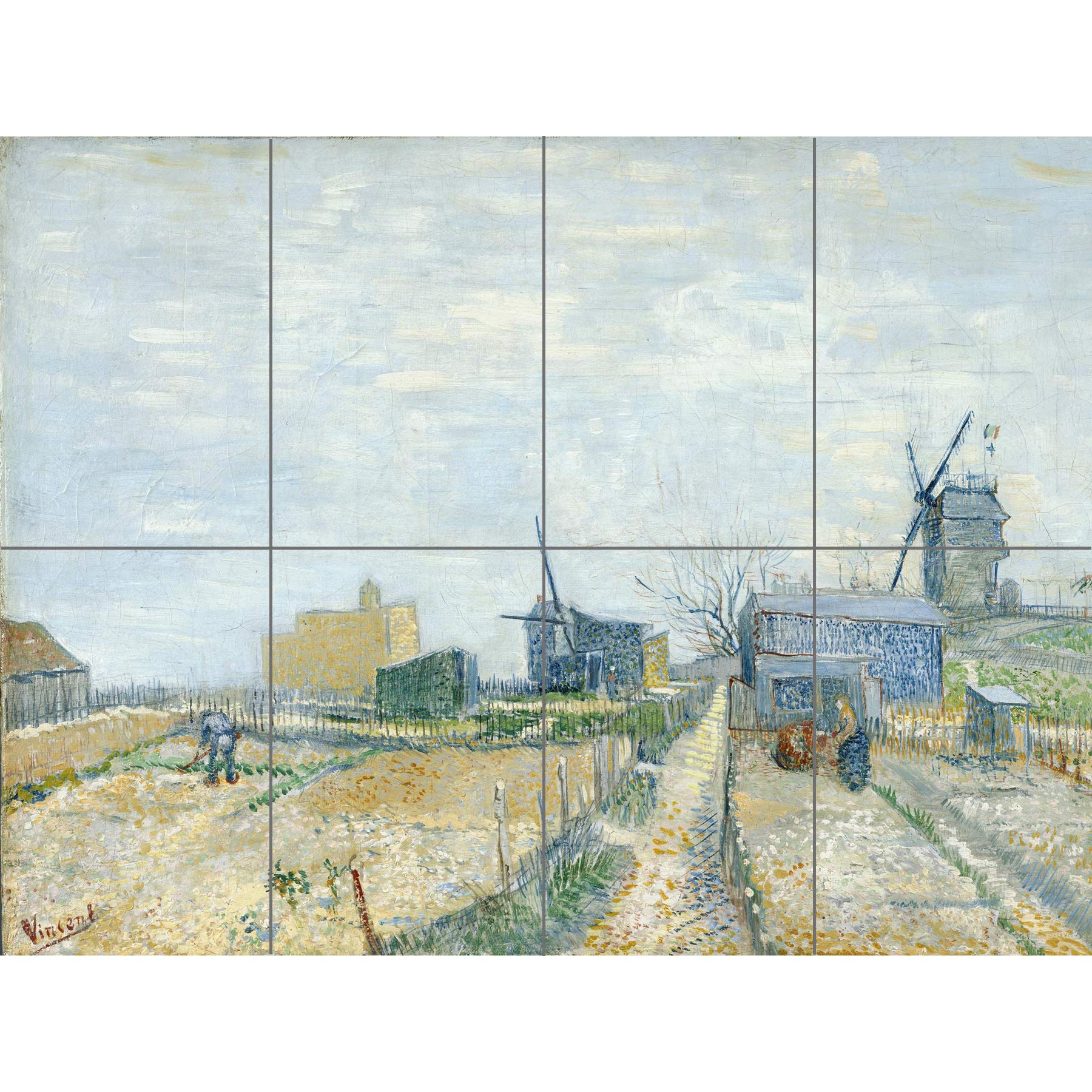 Artery8 Vincent Van Gogh Montmartre Molens En Moestuinen Cropped XL Giant Panel Poster (8 Sections)