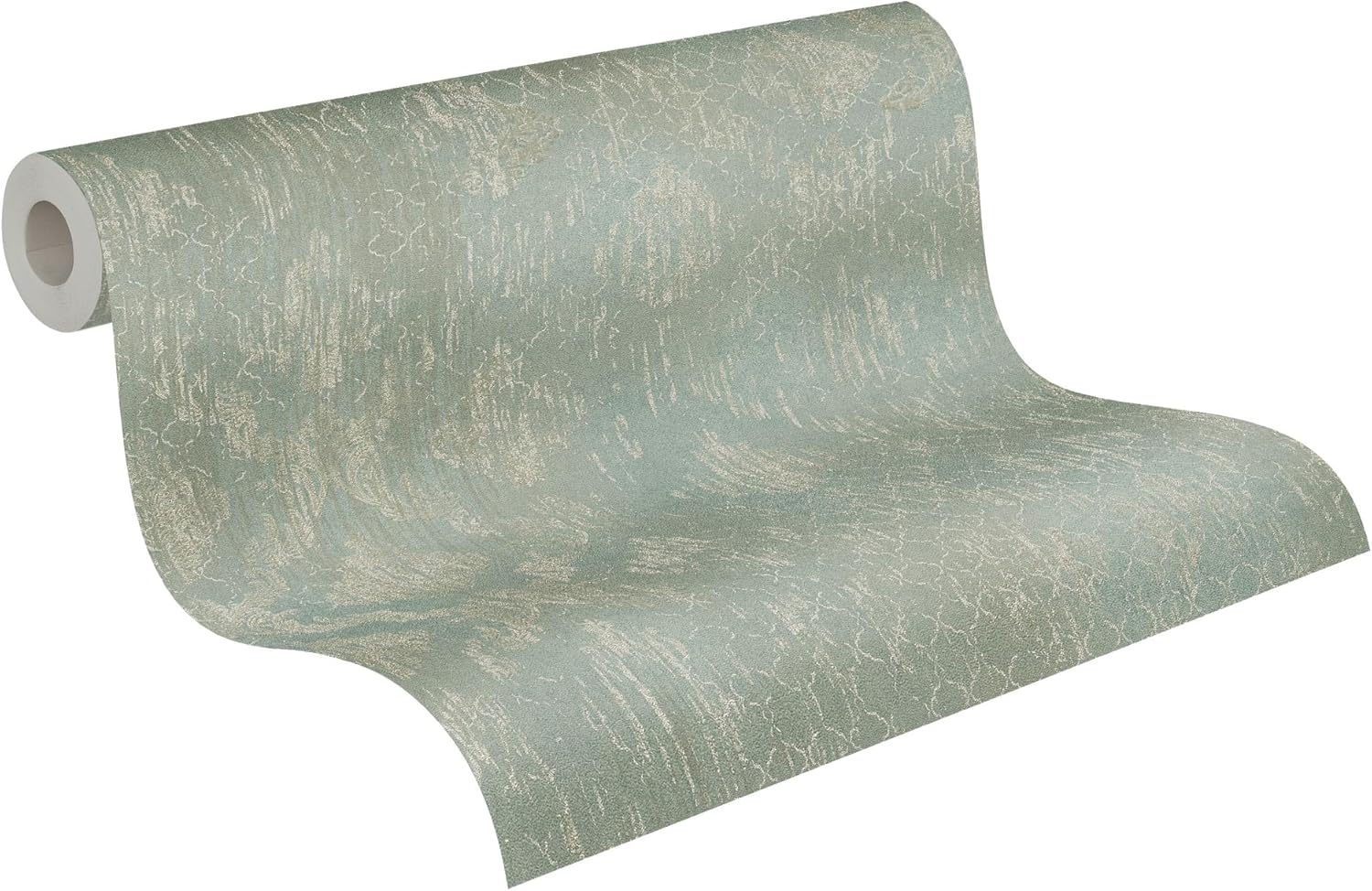 Livingwalls A.S. Création Hot Spots 786725 Motif Wallpaper 10.05 m x 0.53 m Classic Ornaments Green Champagne Metallic Non-Woven Wallpaper Wall Decoration in Luxury Style Made in Germany