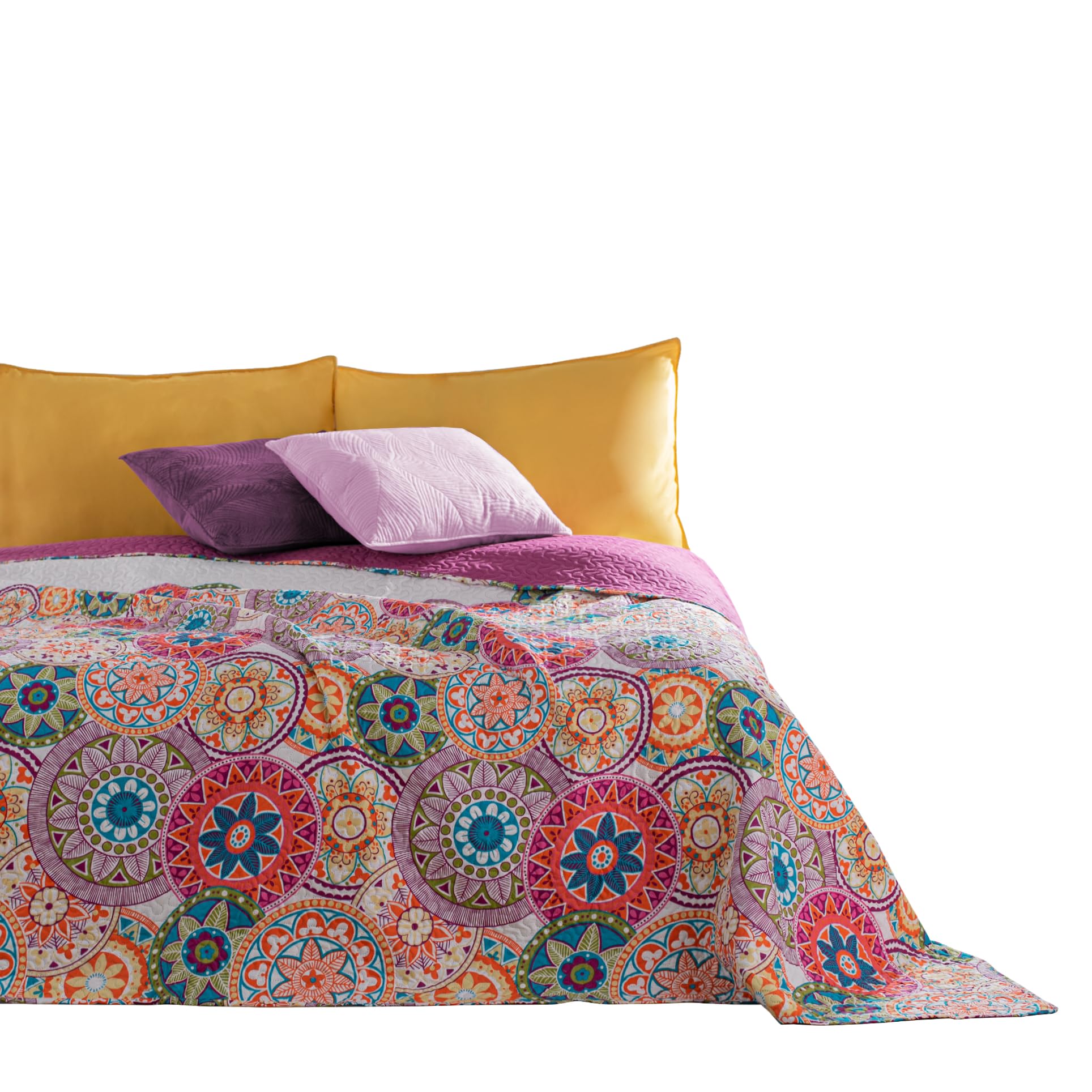 decoking 77160 Colcha Doble Cara, poliéster, lila blanco, poliéster, lila y blanco, 170 x 270 x cm
