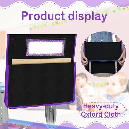 Miniatura 3 de Bolsillos para sillas de aula de 16 x 17 pulgadas, organizador de respaldo de asiento, organizador de sillas de almacenamiento para estudiantes con