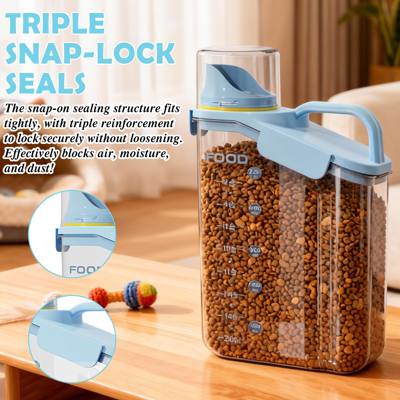 Récipient hermétique pour nourriture pour chat de 2,8 l : PP PS + PP + silicone Récipient de stockage de nourriture pour chien, stockage de détergent, pour stockage de nourriture pour animaux