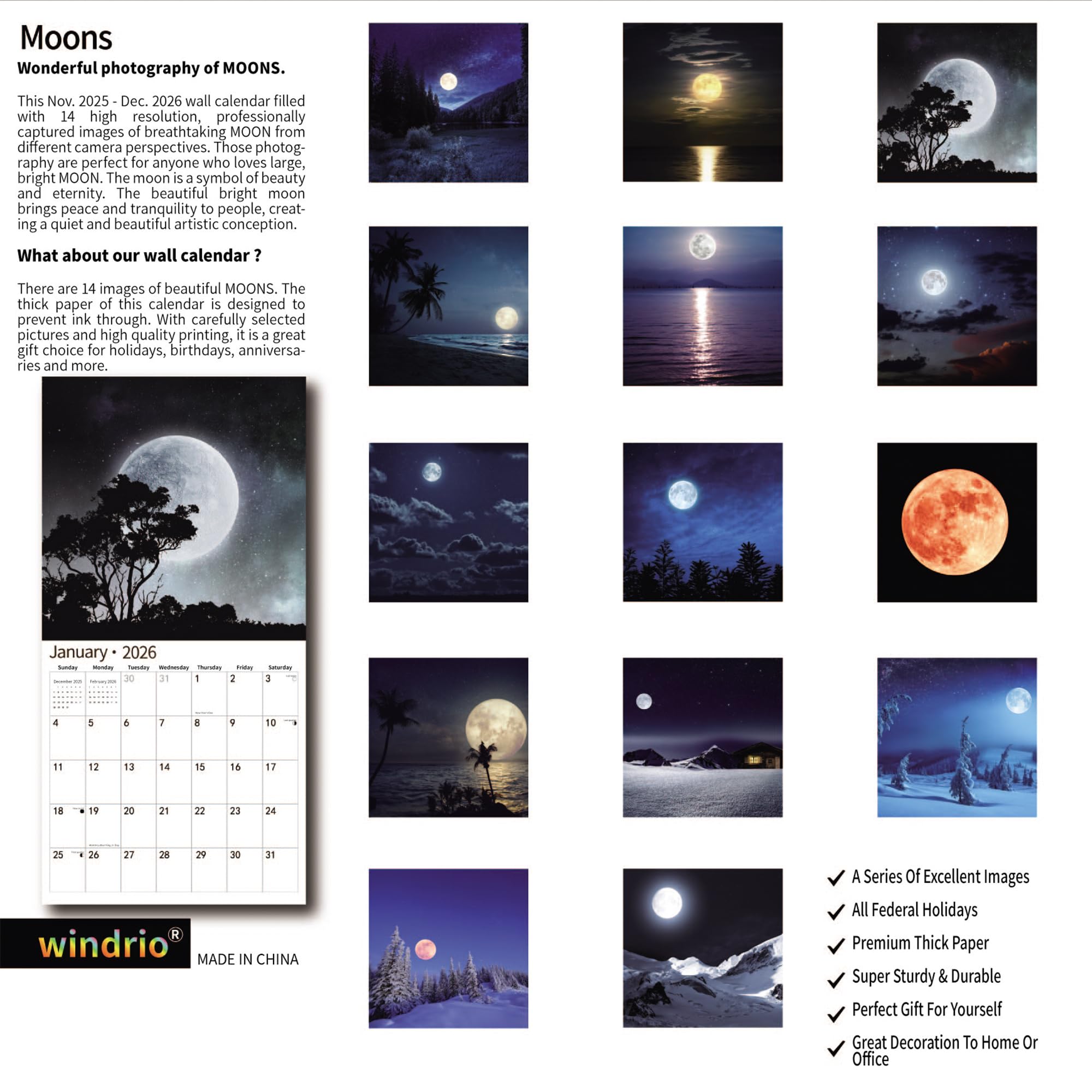 Amazon.com: 2026 Wall Calendar,Calendar 2026, November 2025