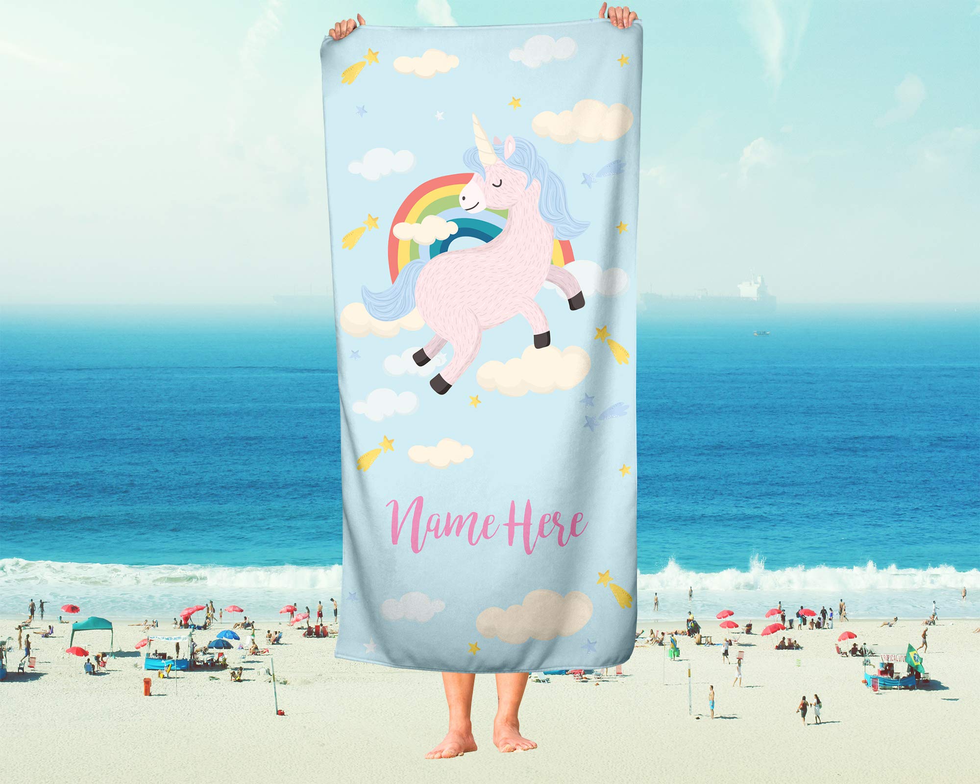 Personalized Unicorn Towel – Extra Large, Custom Name, 35x70 Inches, For Beach, Pool & Bath - View #4