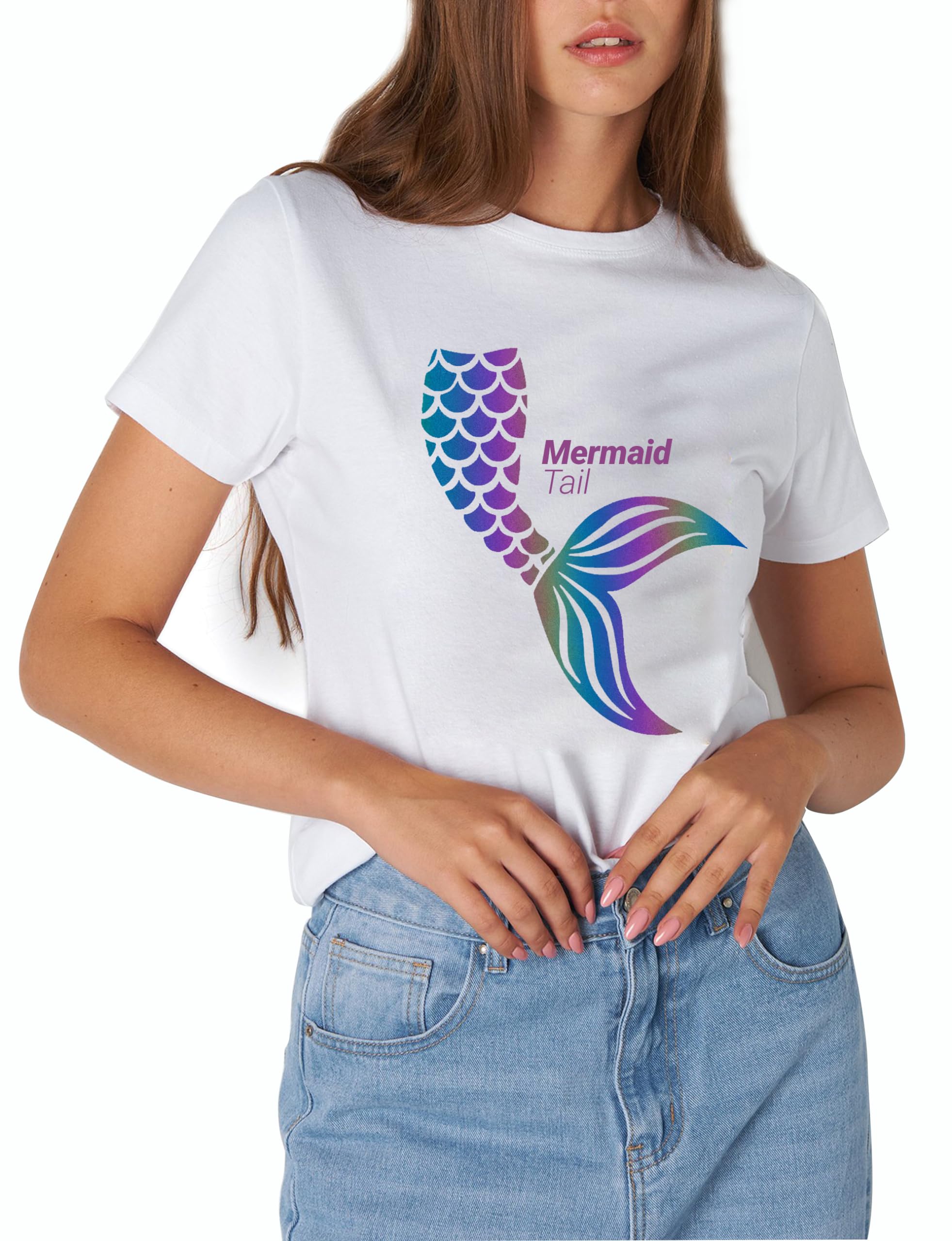 RON BrandoFish Rainbow Reflective Cotton Printed Round Neck T-Shirt