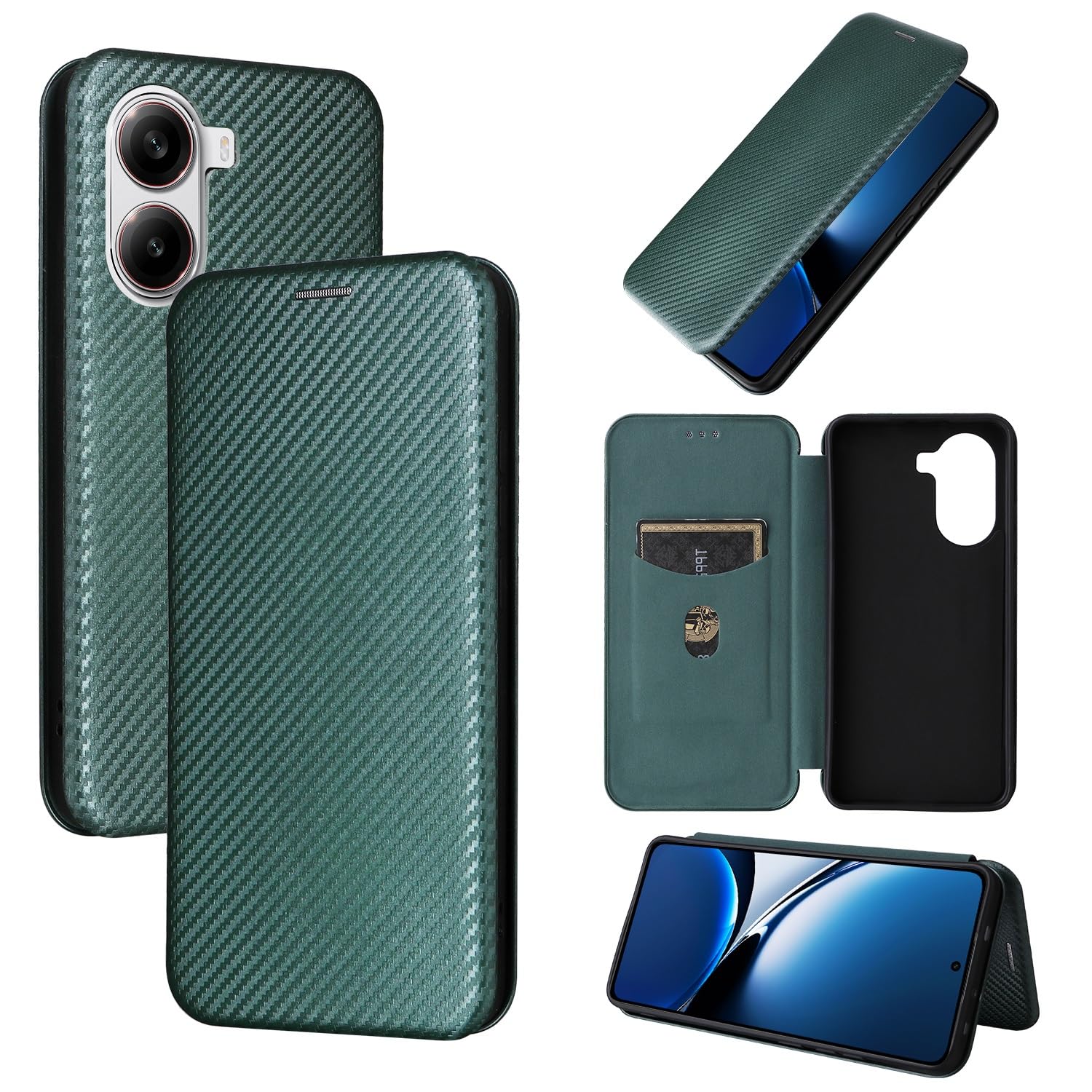 Phone style Compatible with Xiaomi Redmi Turbo 4 Case Compatible with Xiaomi Poco X7 Pro Case, Slim Carbon Fiber Textures+ PC Hybrid Case Full Protection Shockproof Flip Case Cover Phone Screen Protec