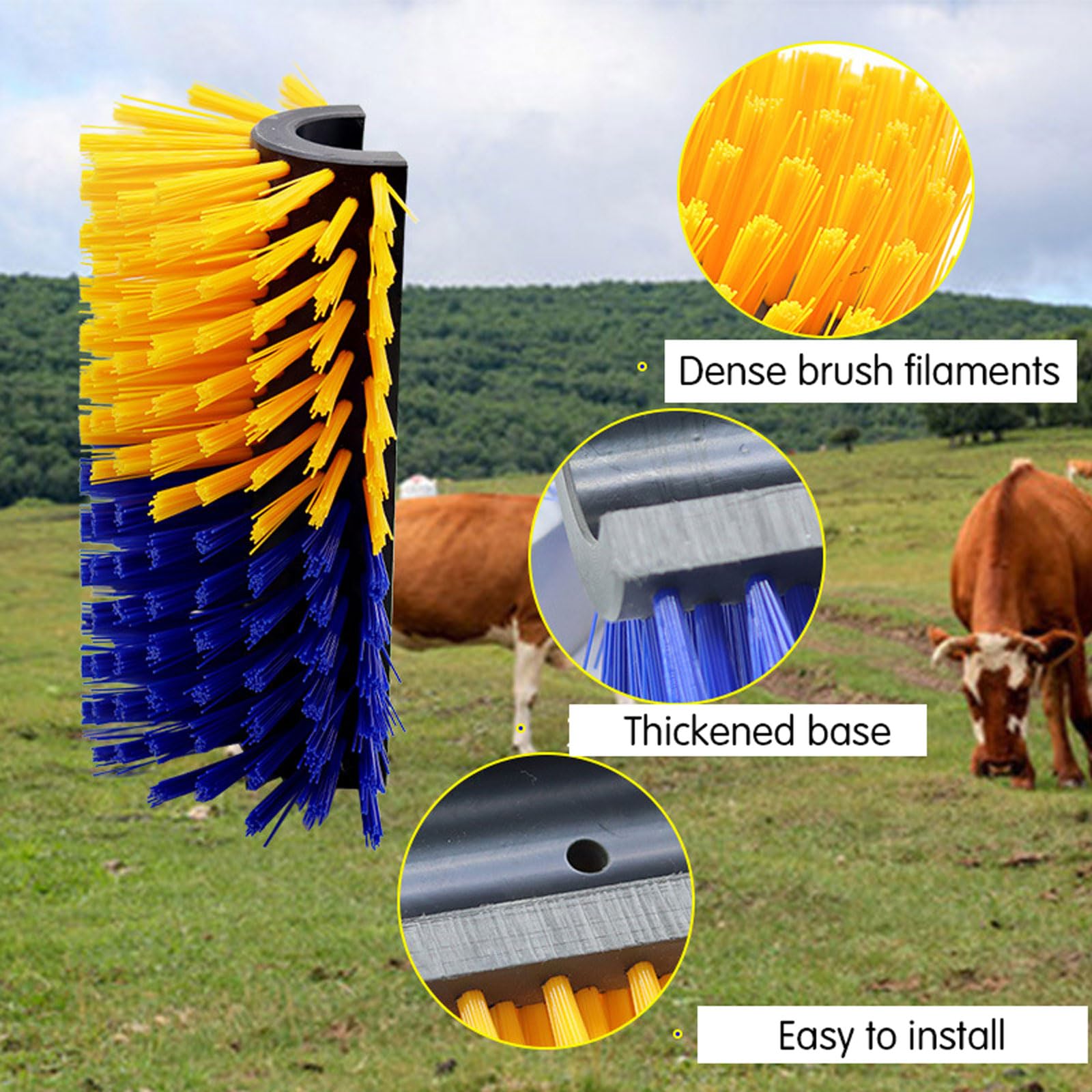 Cepillo para rascar Ganado,raspador semicircular Cepillos de Masaje,Alivia El Picor De Espalda,Elimina L,Mantener la Limpieza,Resistentes y Fáciles de Instalar,para Ganado para Caballo,Cabra,Vaca
