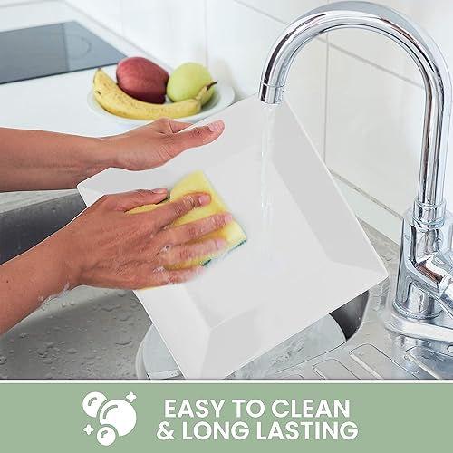 Miniatura 4 de Paquete de 6 x 4 platos de melamina cuadrados blancos de 10 x 10 pulgadas, juego de vajilla elegante irrompible con plato para salsa